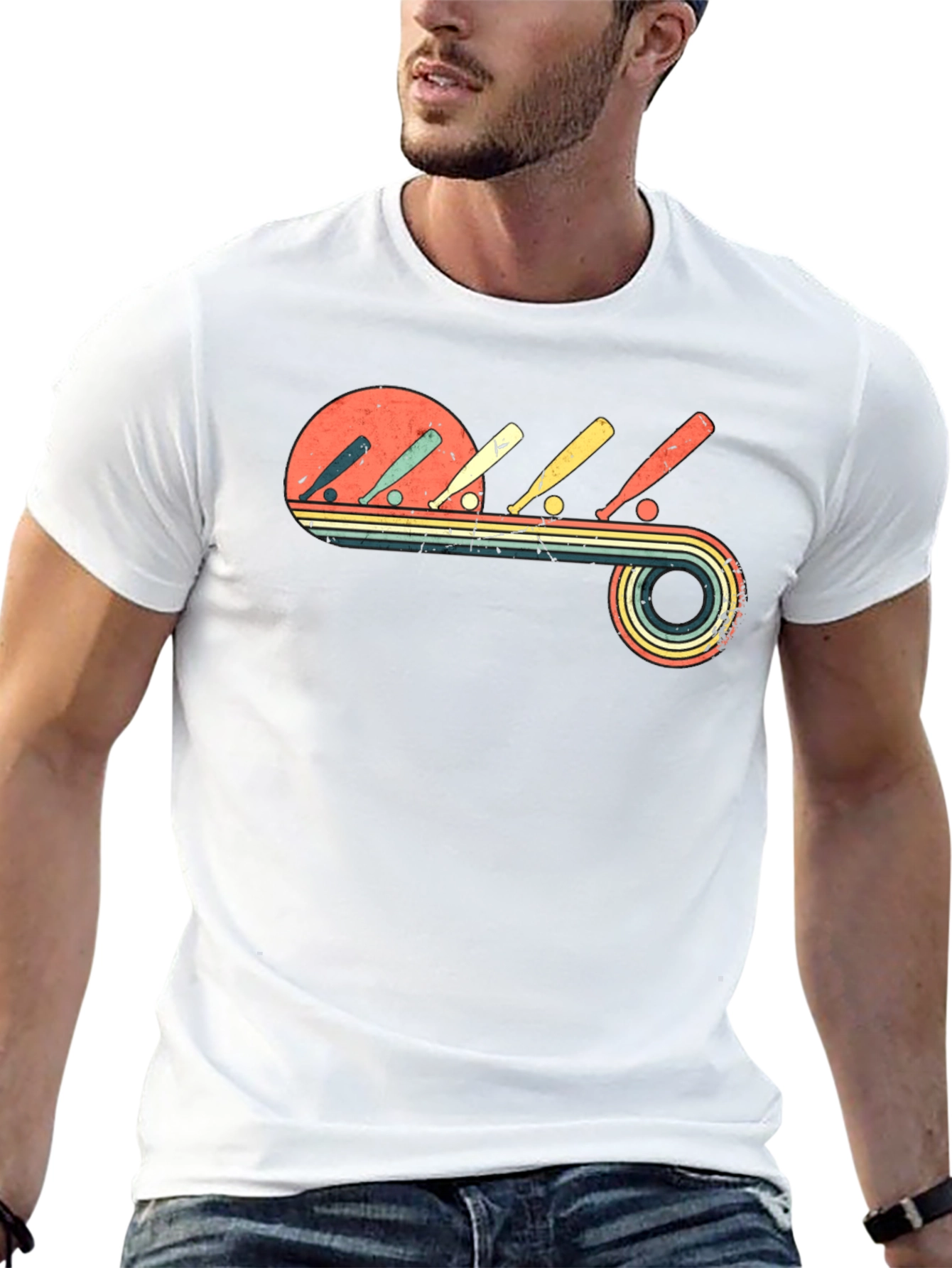 Retro Baseball Bats & Ball Graphic Tee