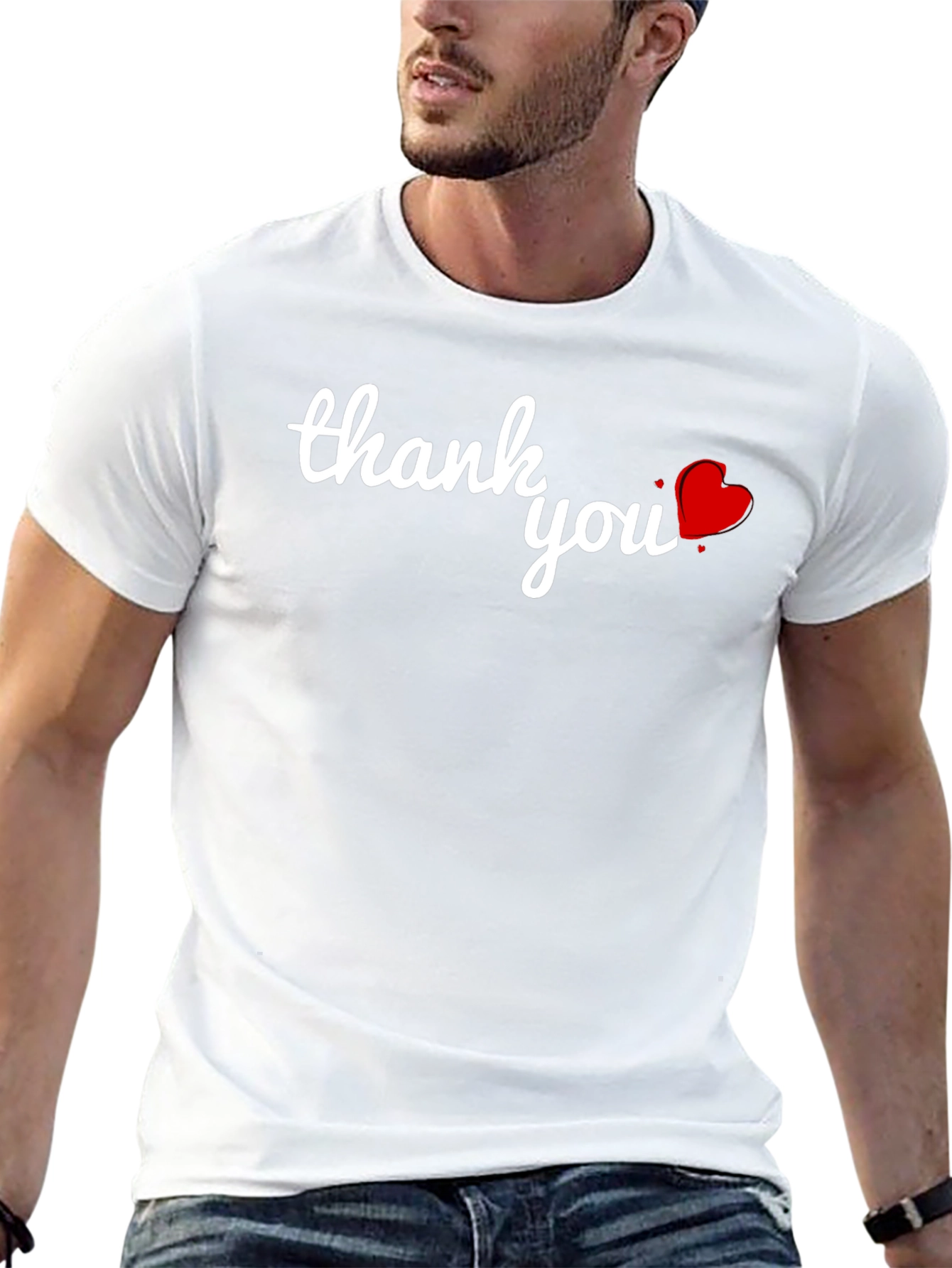 Thank You Heart Graphic Black T-Shirt