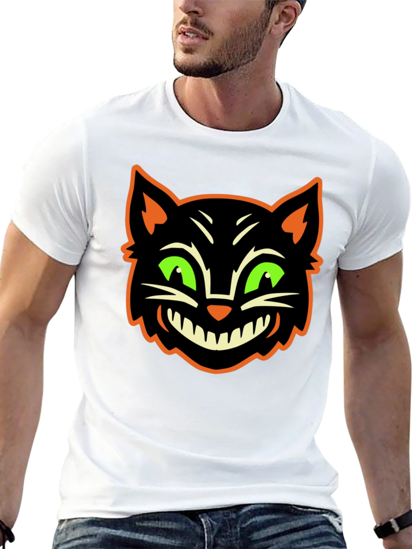 Halloween Cat Graphic T-Shirt