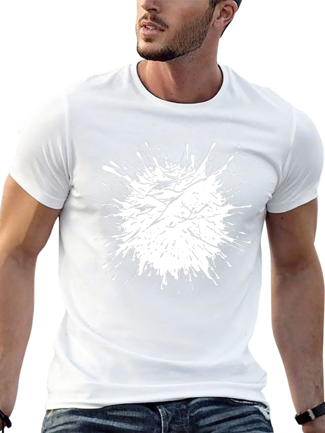 Abstract Splatter Graphic Black T-Shirt