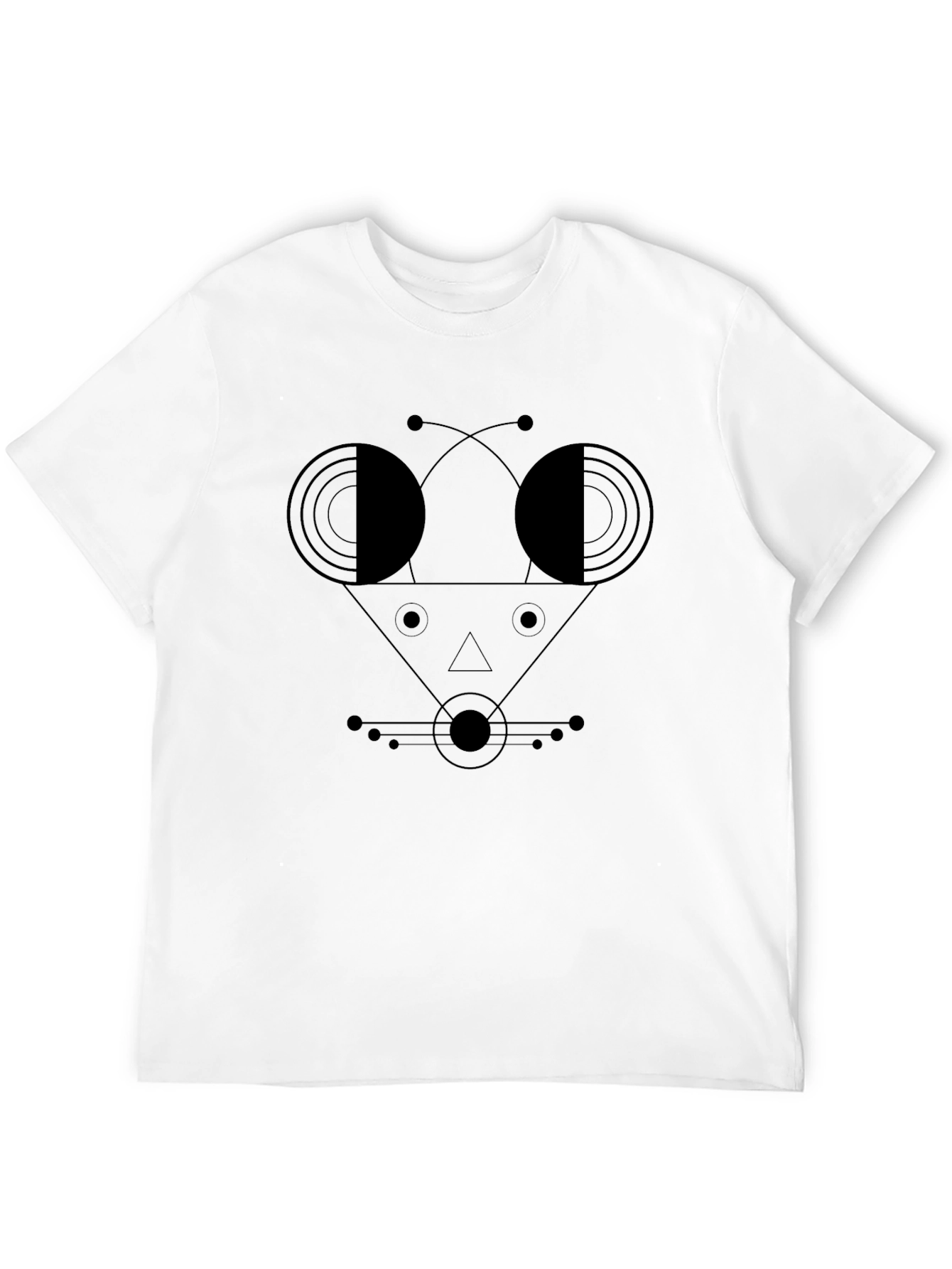 Abstract Geometric Face Black T-Shirt