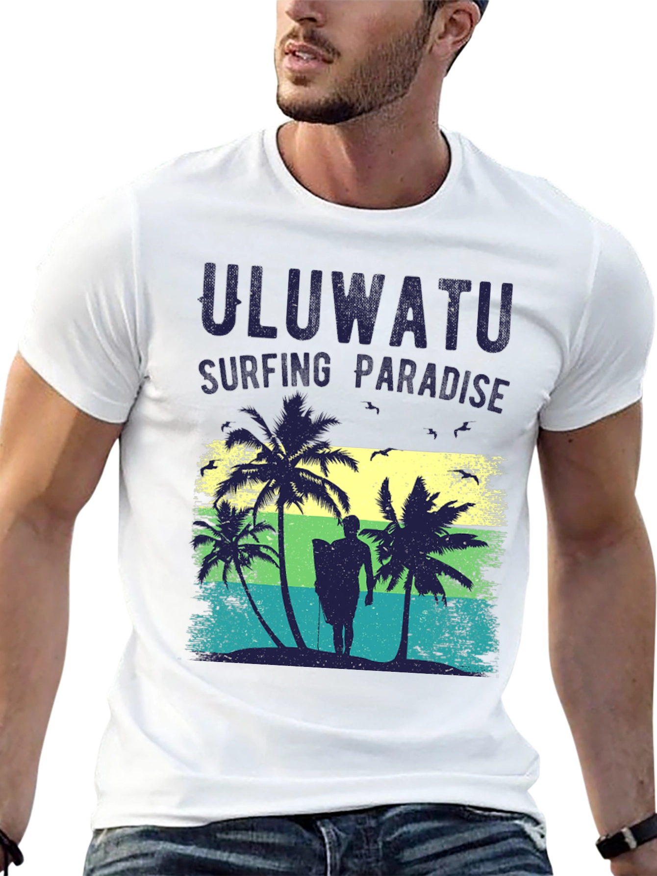 Uluwatu Surfing Paradise T-Shirt - Tropical Graphic Tee