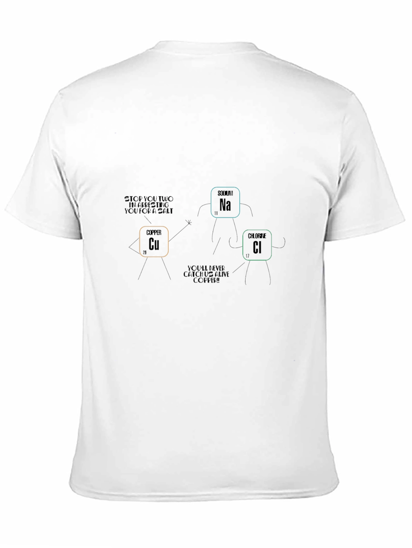 Science Humor Black T-Shirt Copper Salt Arresting Funny