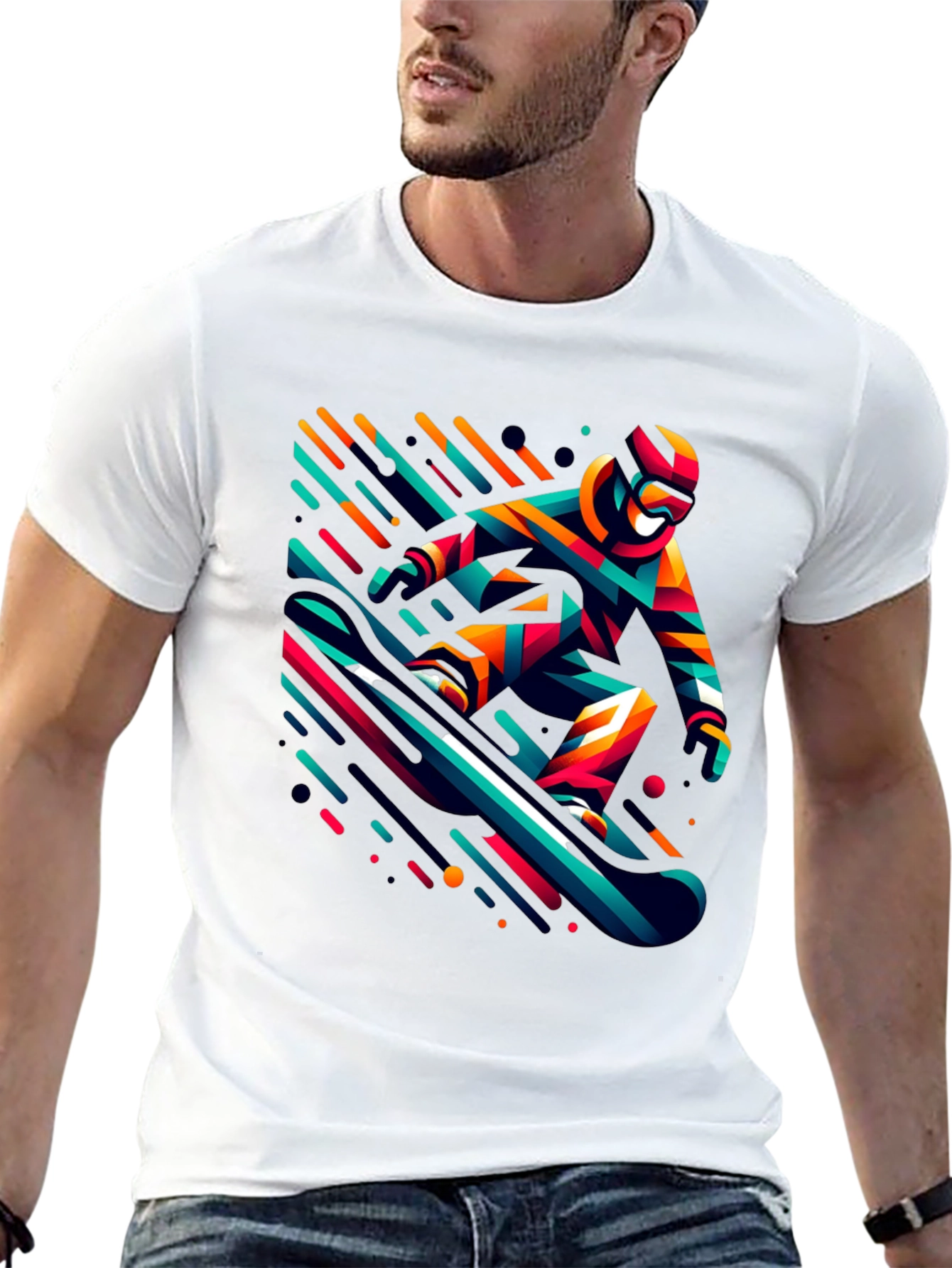 Cool Snowboarder Graphic Black T-Shirt