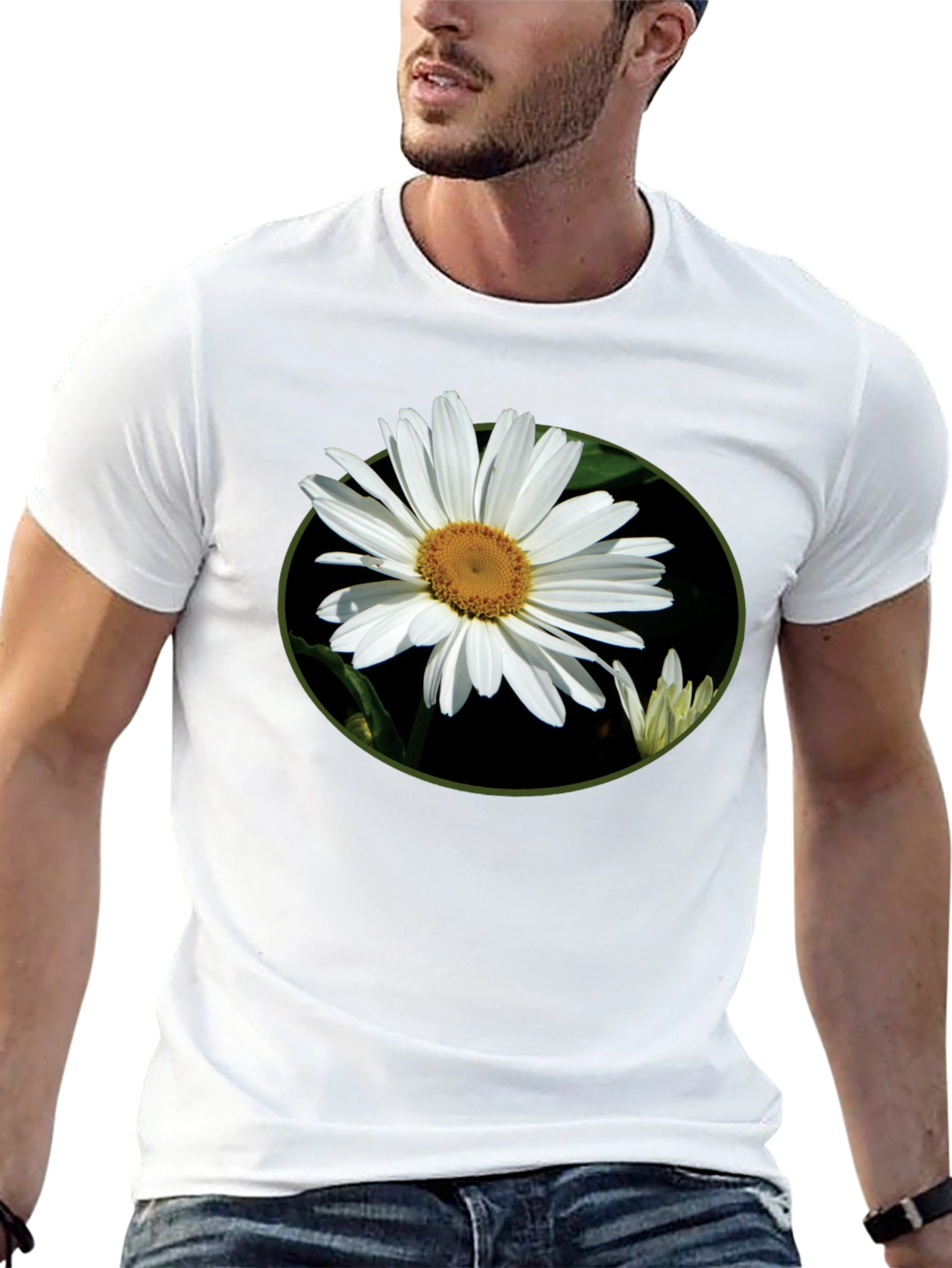 Daisy Flower Graphic Tee - Casual Black T-Shirt