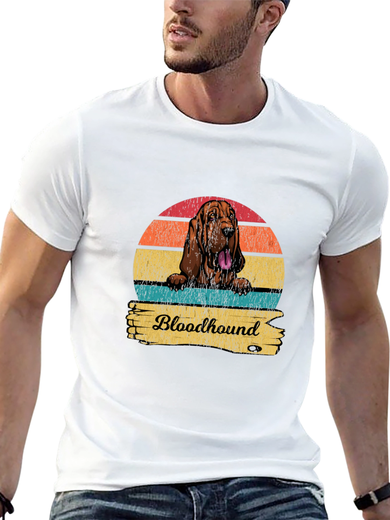 Retro Bloodhound Dog Graphic T-Shirt