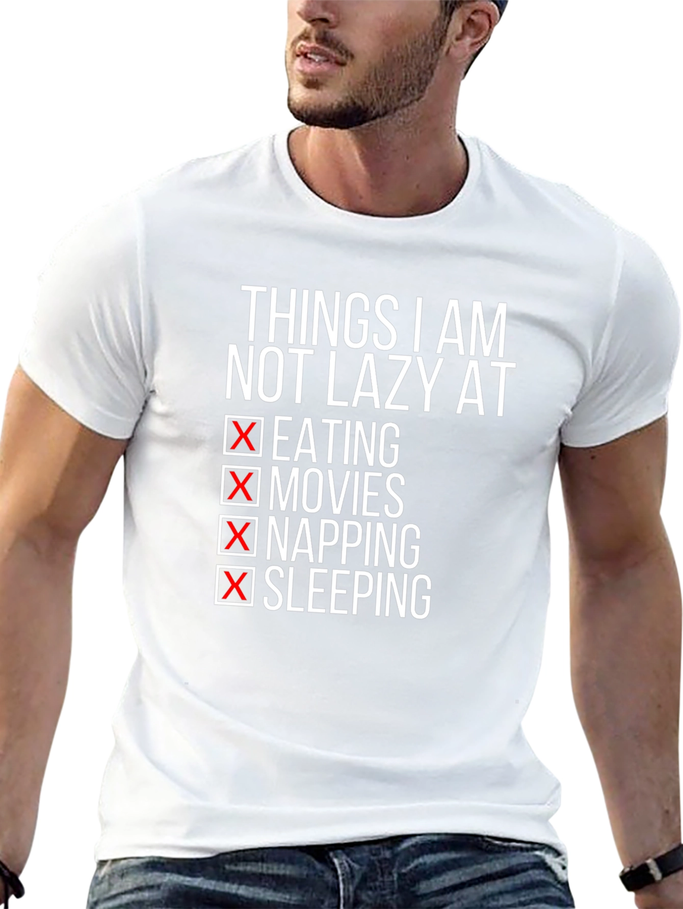 Funny Lazy T-Shirt - Eating Movies Napping Sleeping