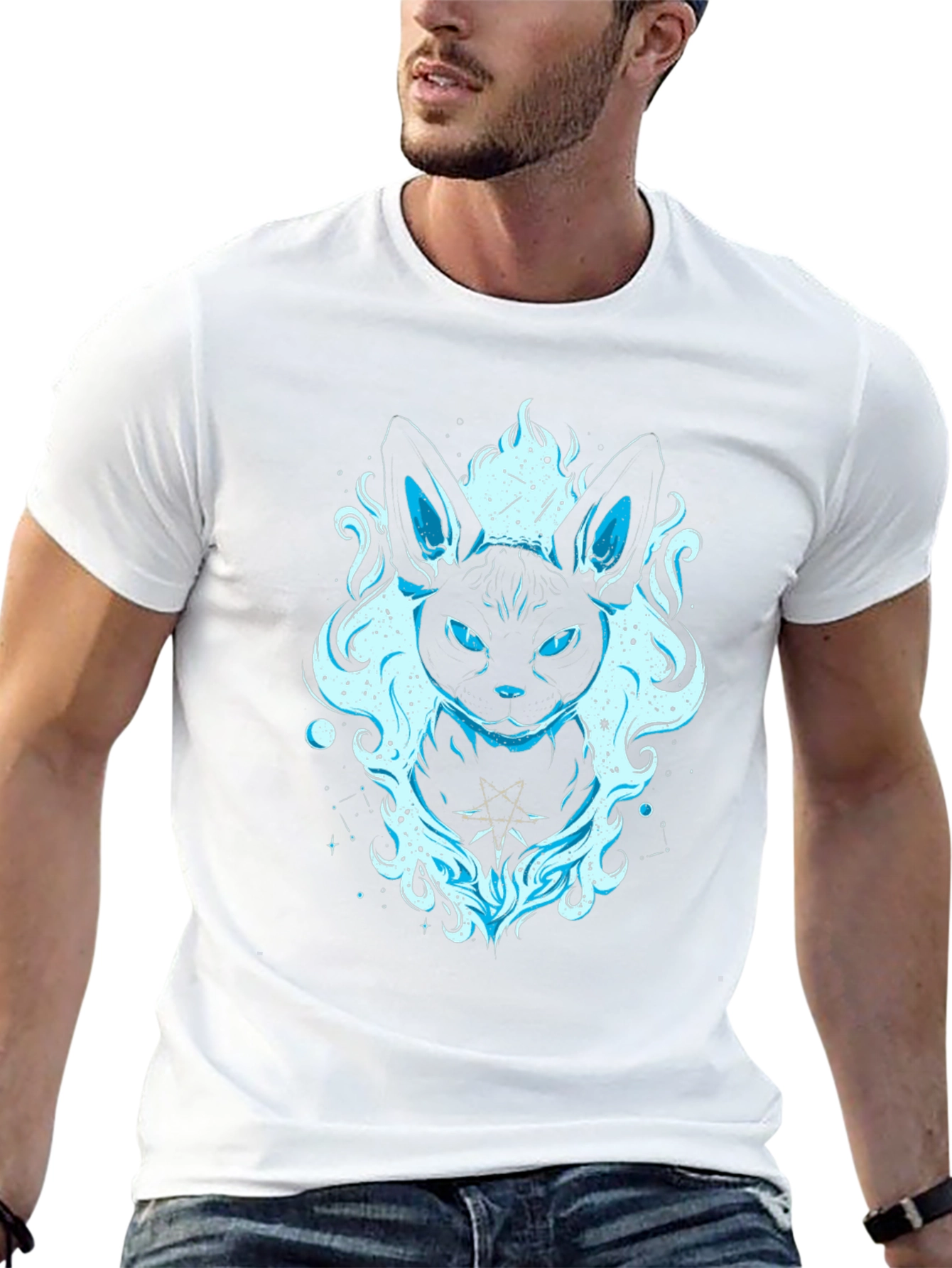 Mystic Cat Graphic Tee - Black