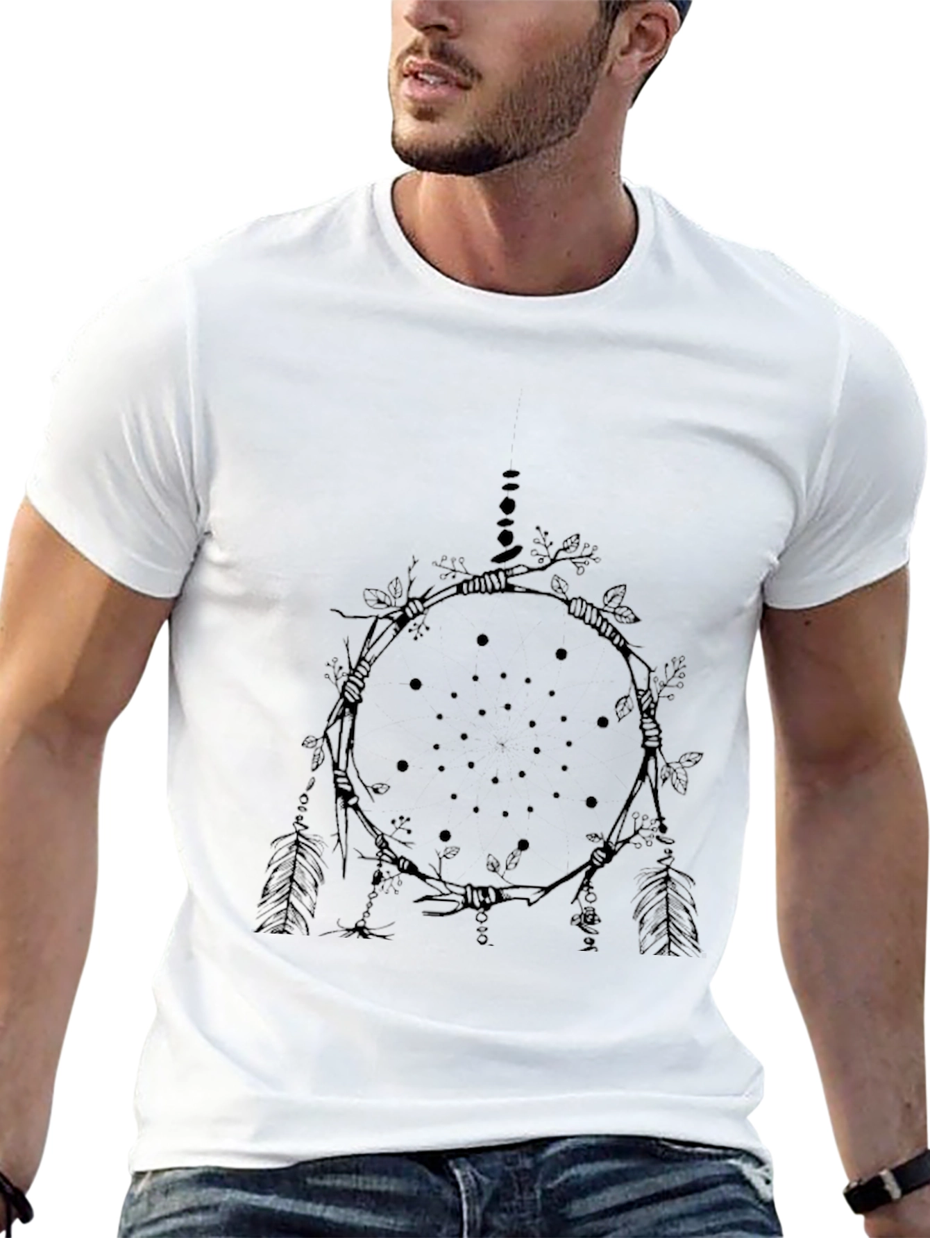 Black T-Shirt with Dreamcatcher Graphic