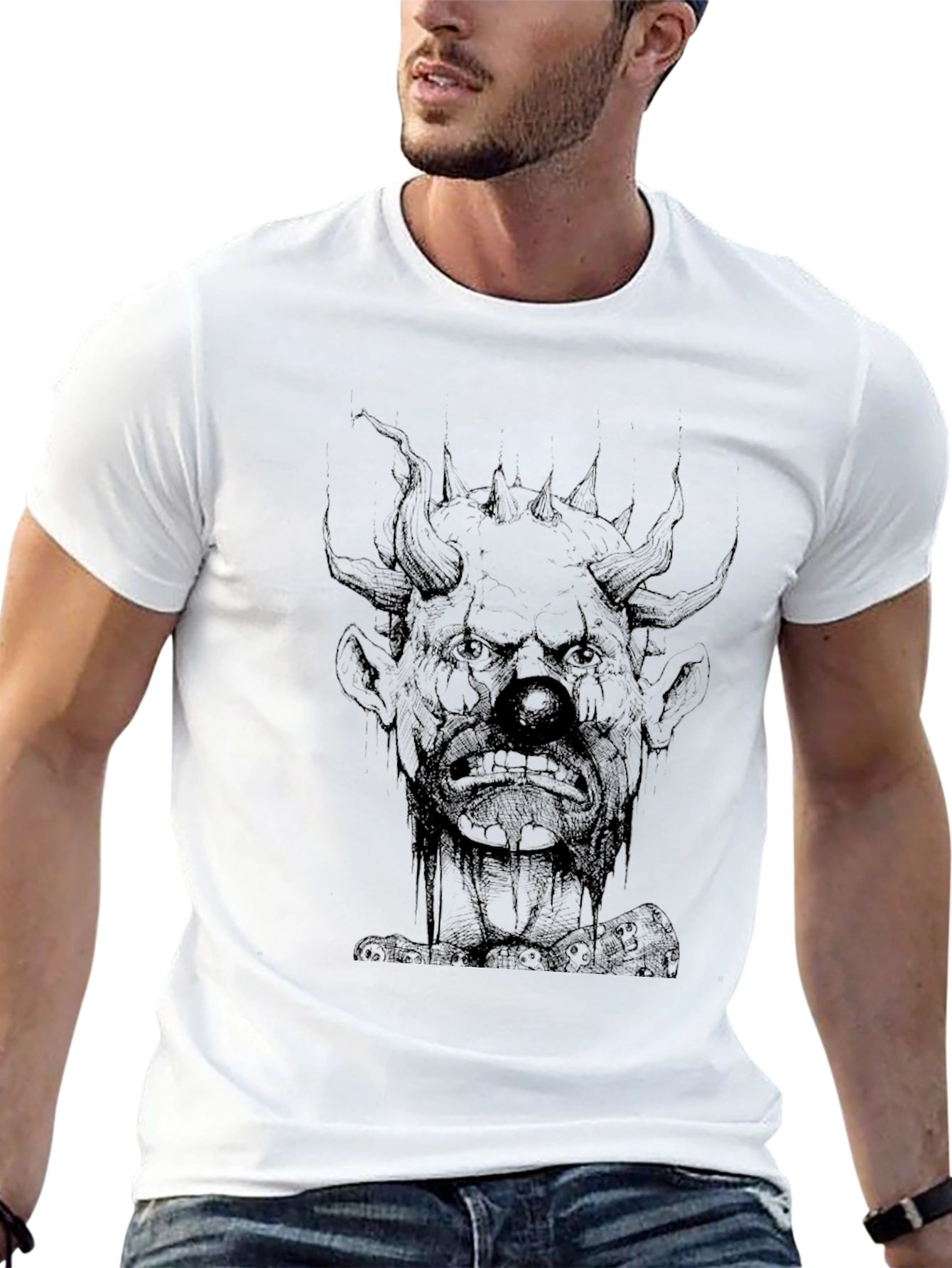 Creepy Clown Graphic Print Black T-Shirt