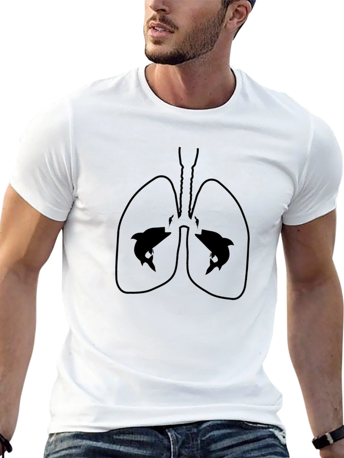 Dolphin Lung Graphic Black T-Shirt