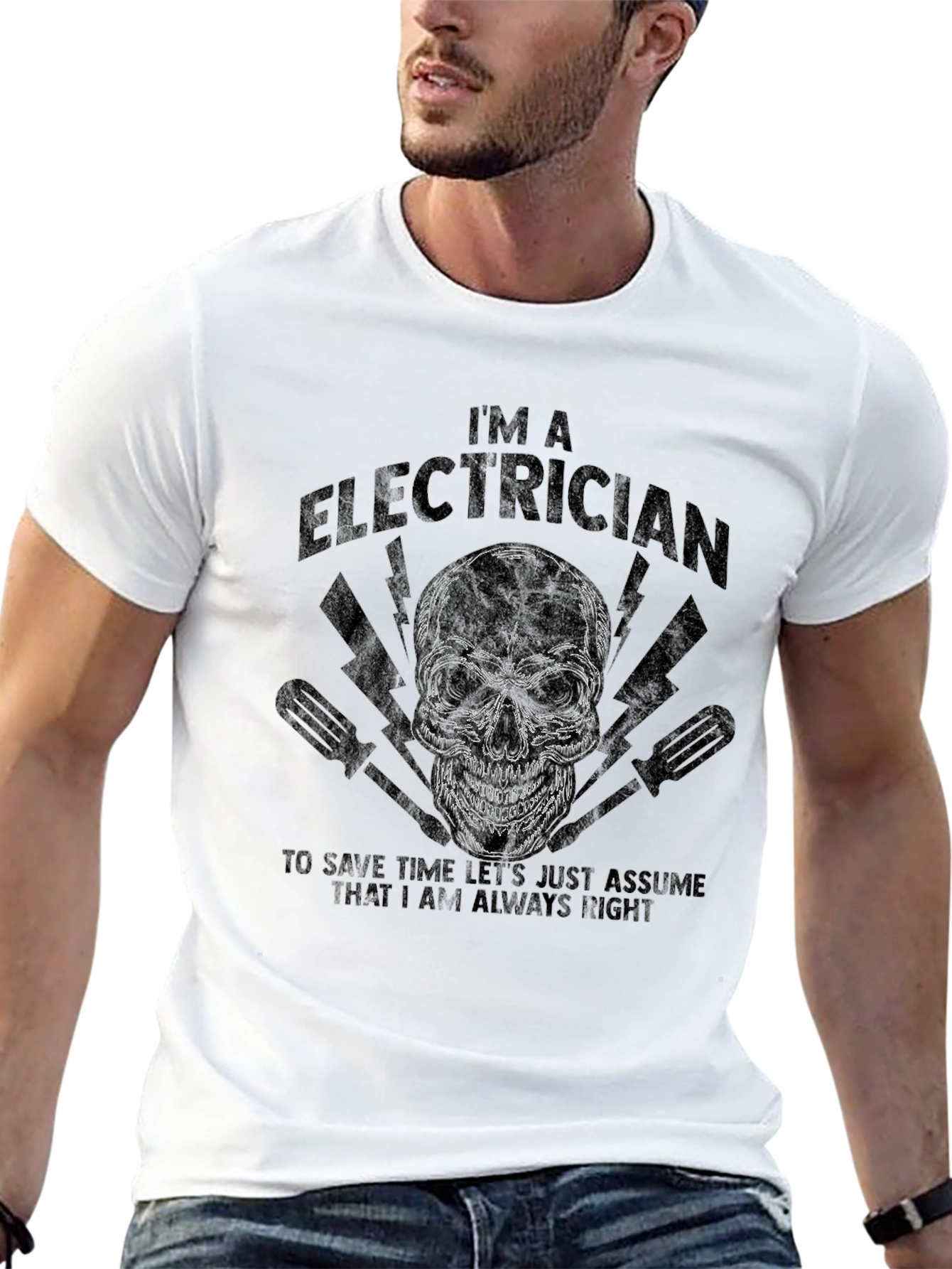 Electrician Skull Graphic T-Shirt - Always Right