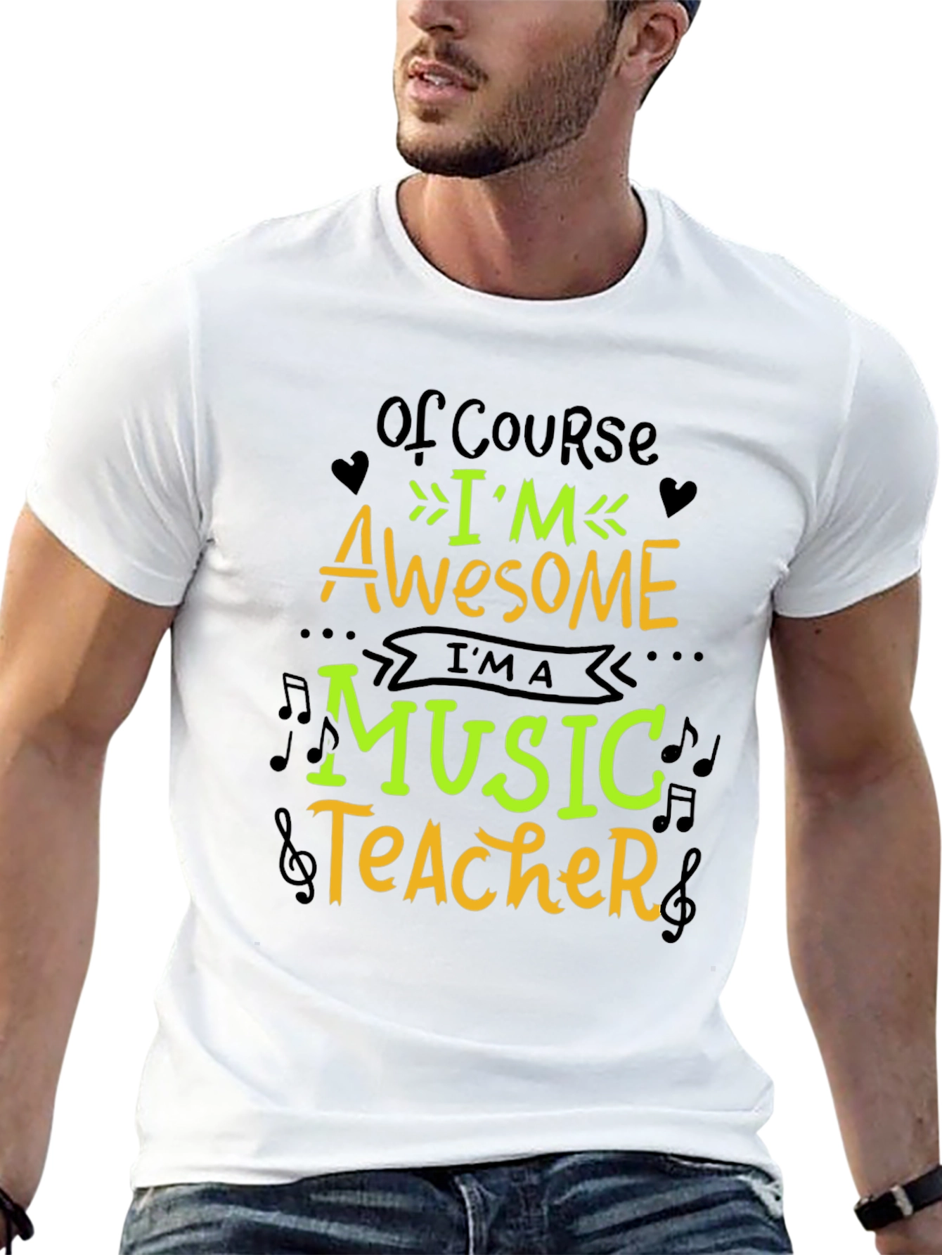 Awesome Music Teacher Graphic T-Shirt - Black