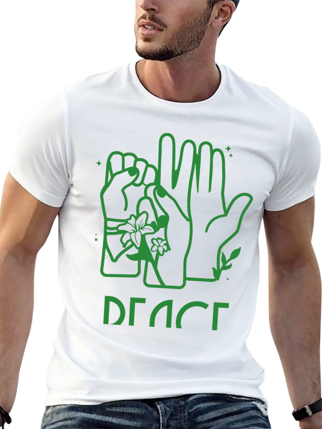 Peace Sign Language Graphic Tee - Black