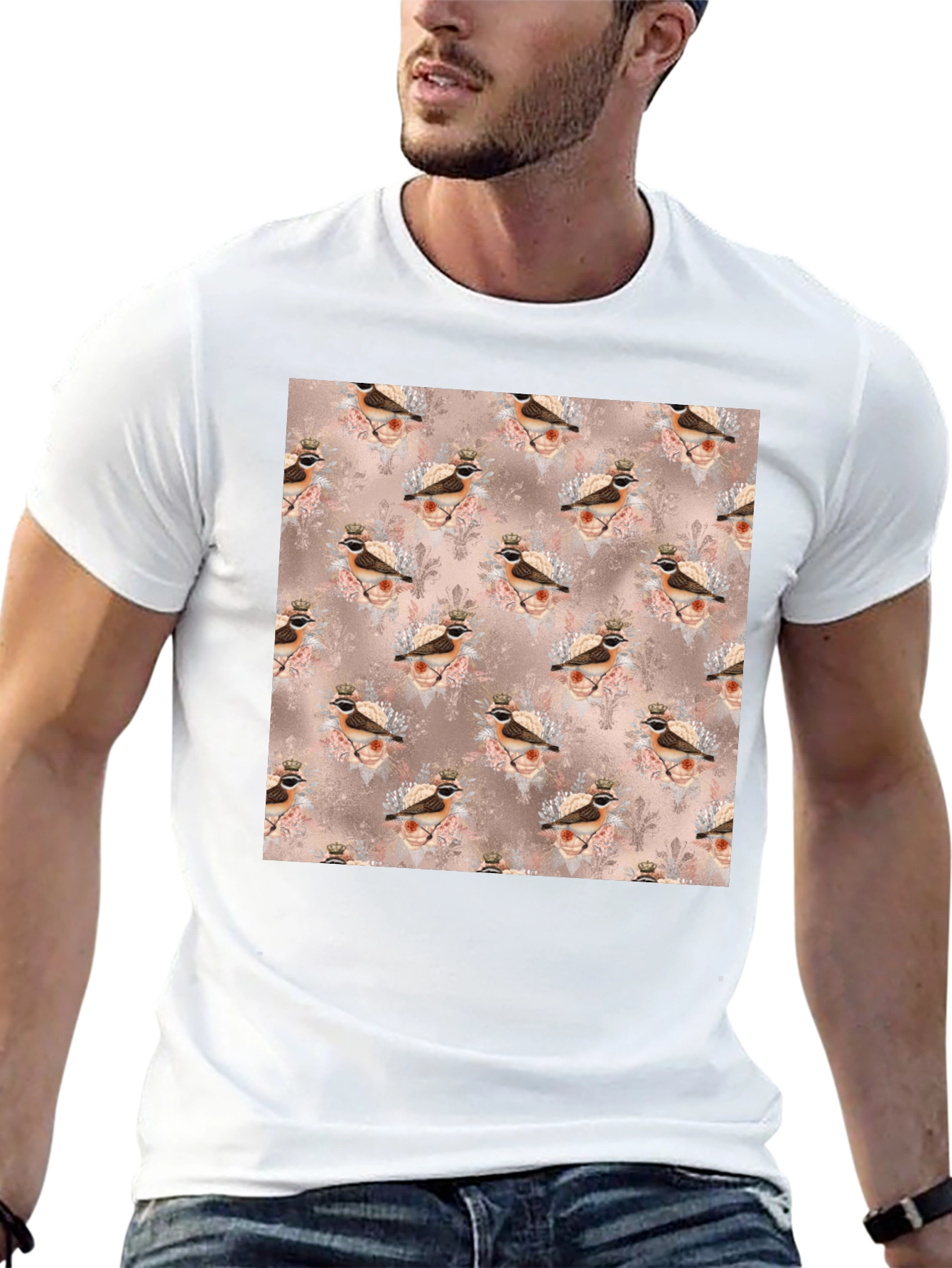 Bird King Pattern T-Shirt