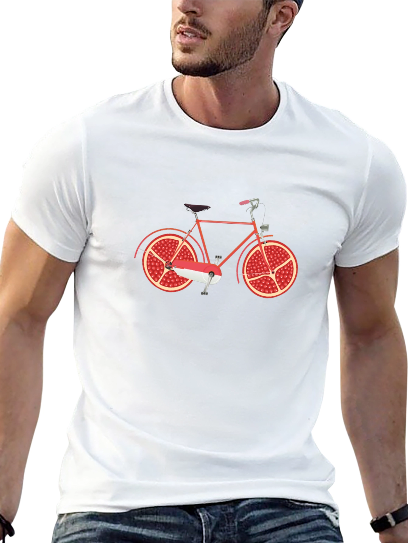Novelty Pomegranate Bicycle Graphic Tee - Black
