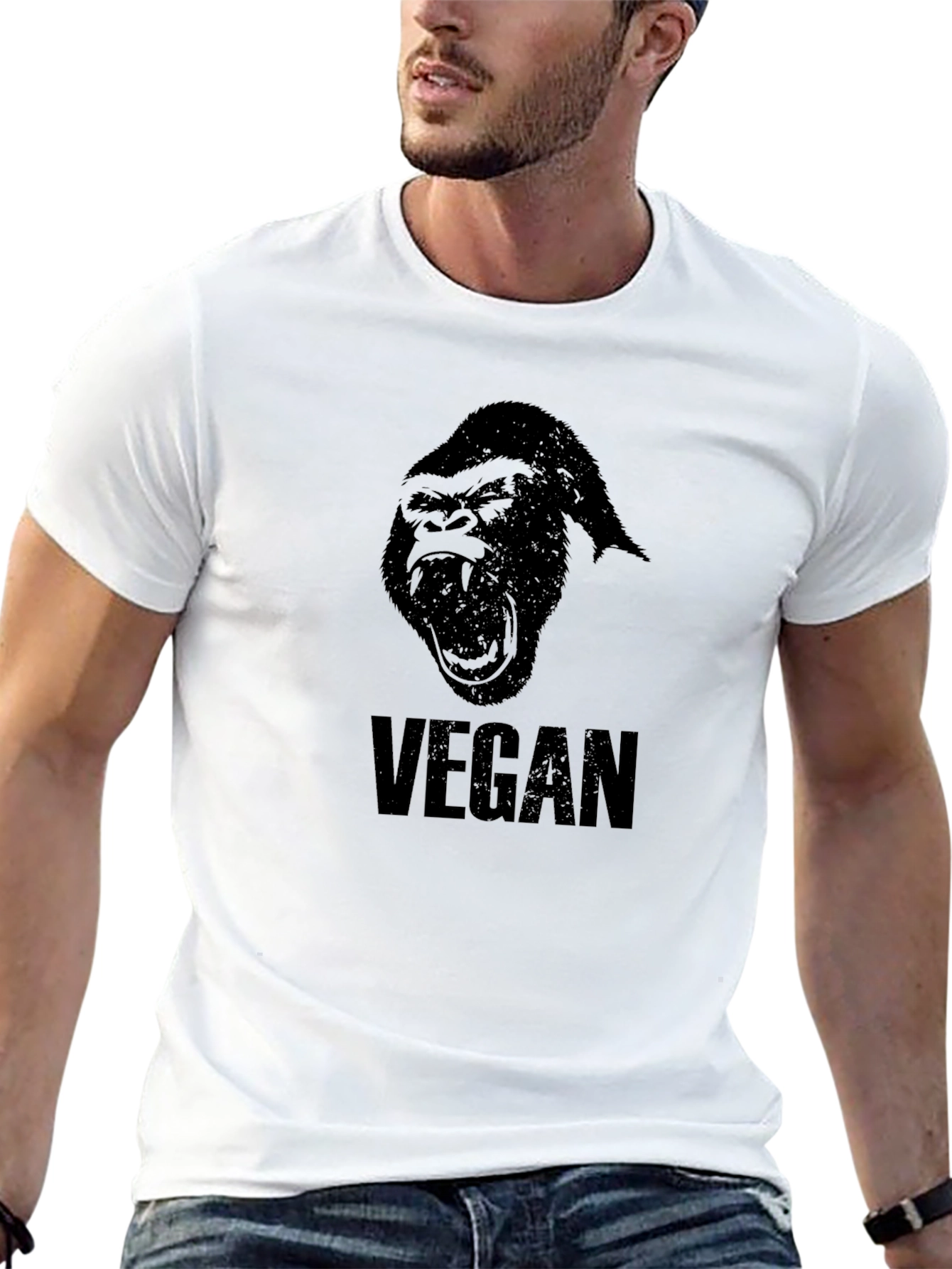 Vegan Gorilla Graphic T-Shirt - Black