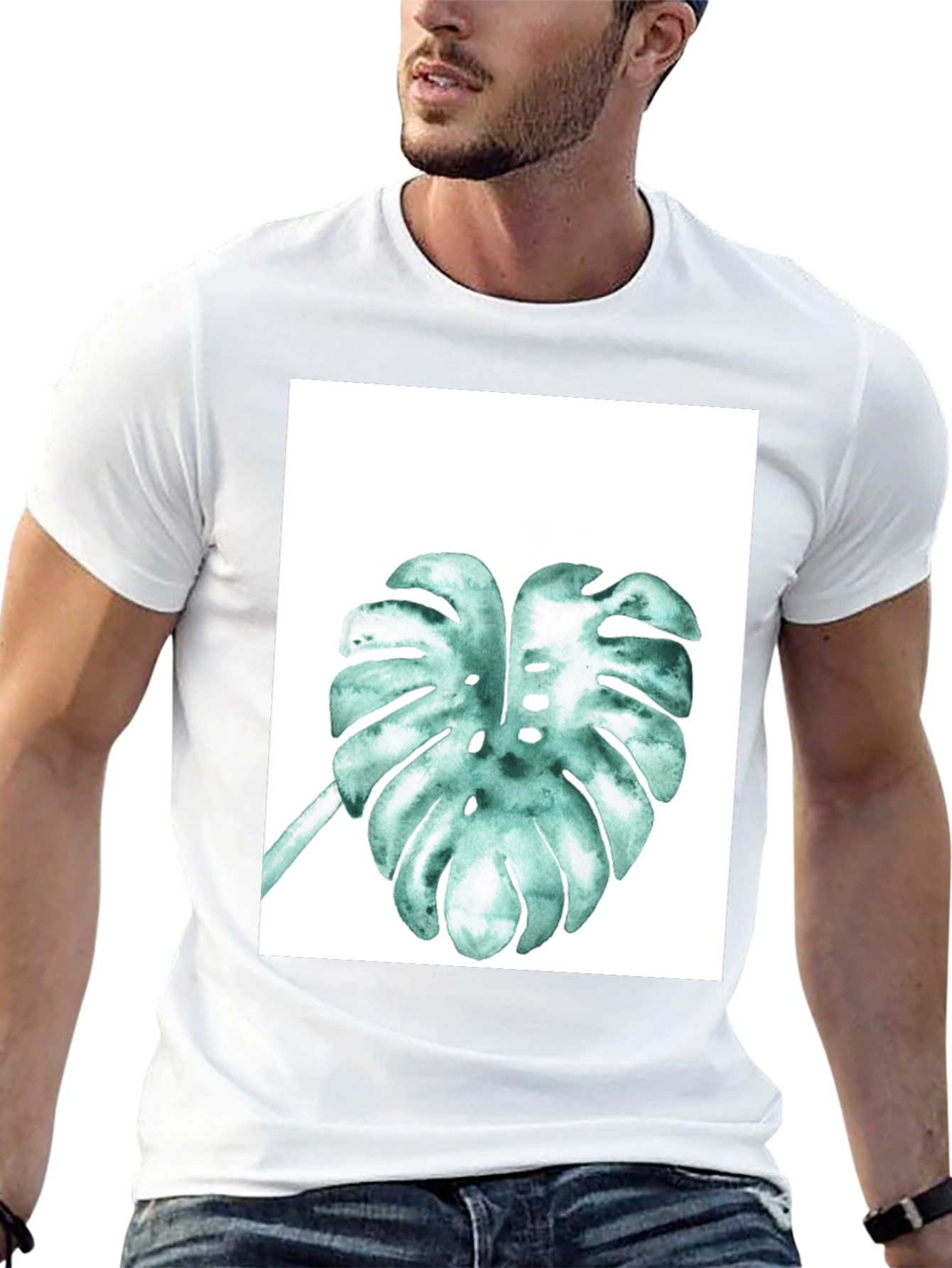 Monstera Leaf Graphic Tee - Black Cotton Comfort