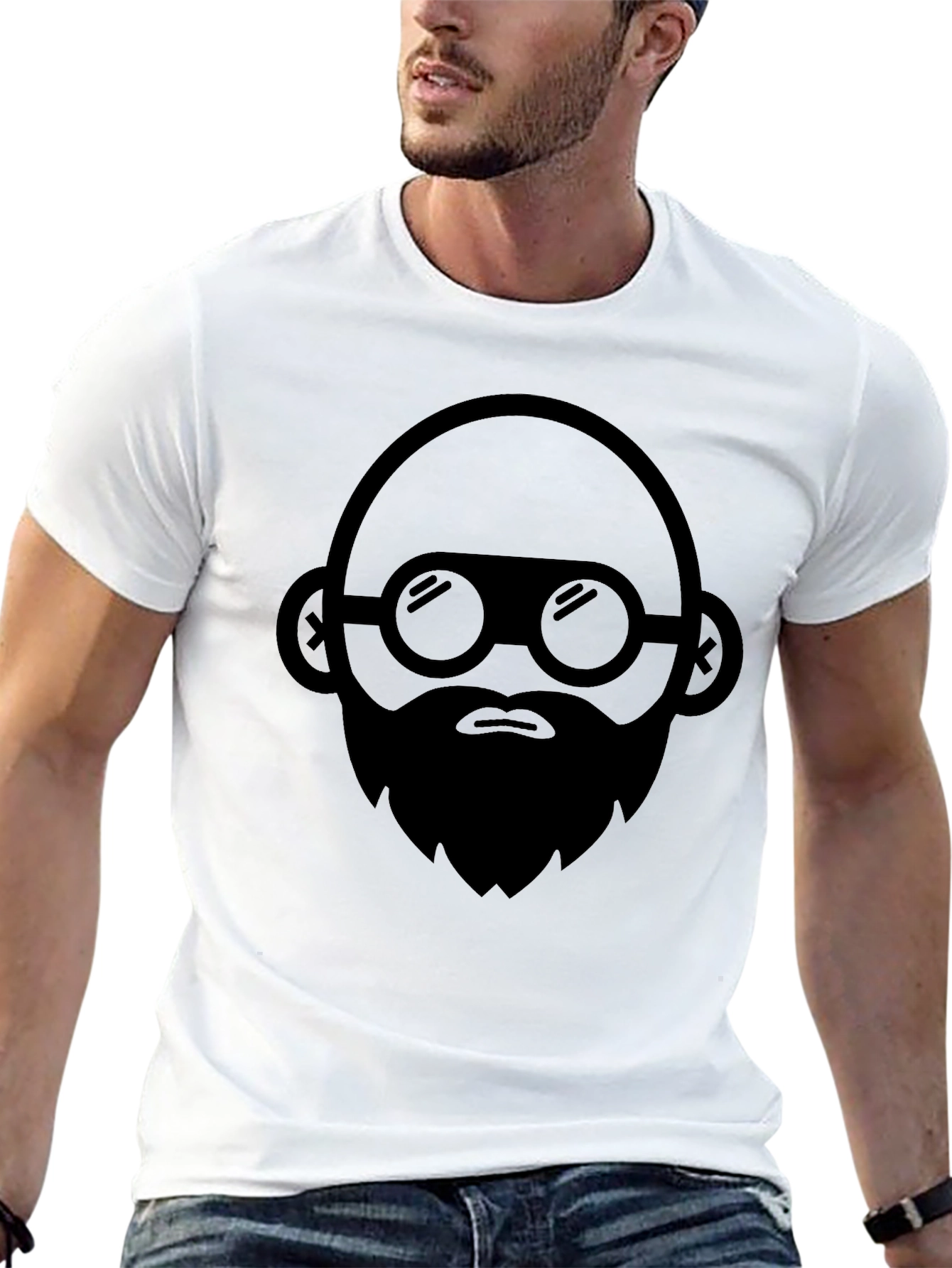 Bearded Face Graphic Black T-Shirt