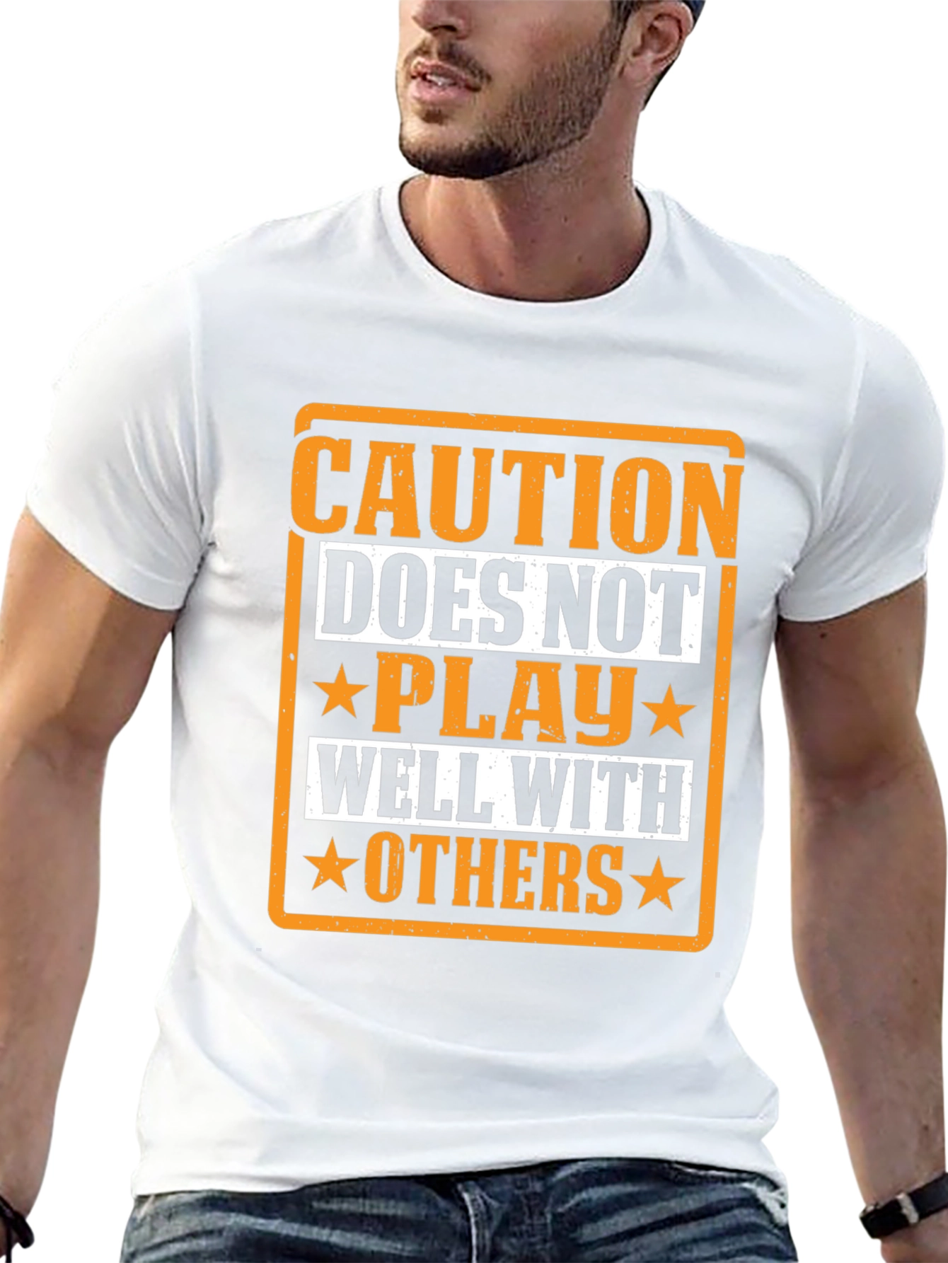 Caution Doesnt Play Well With Others Black T-Shirt