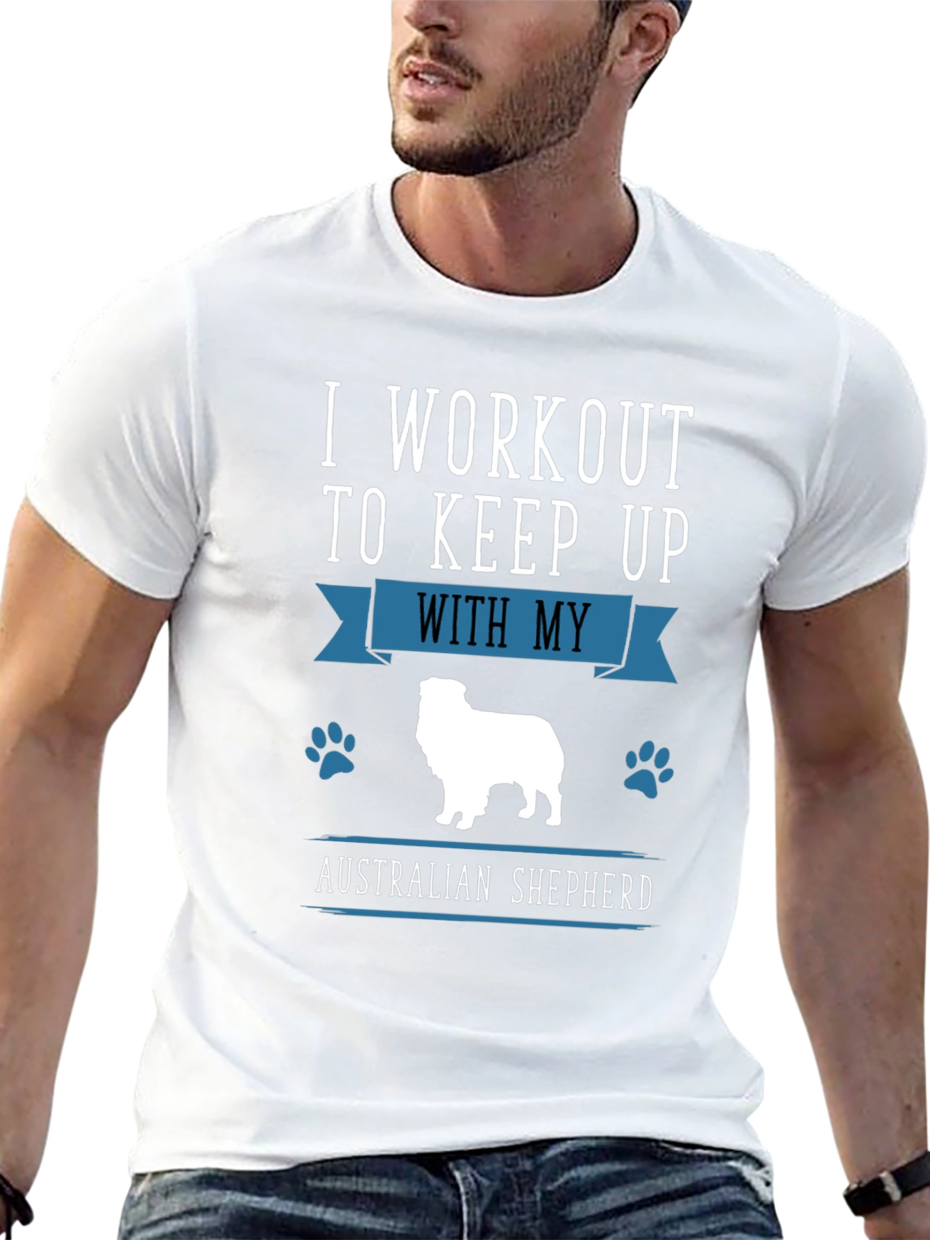 Workout for Australian Shepherd Black T-Shirt
