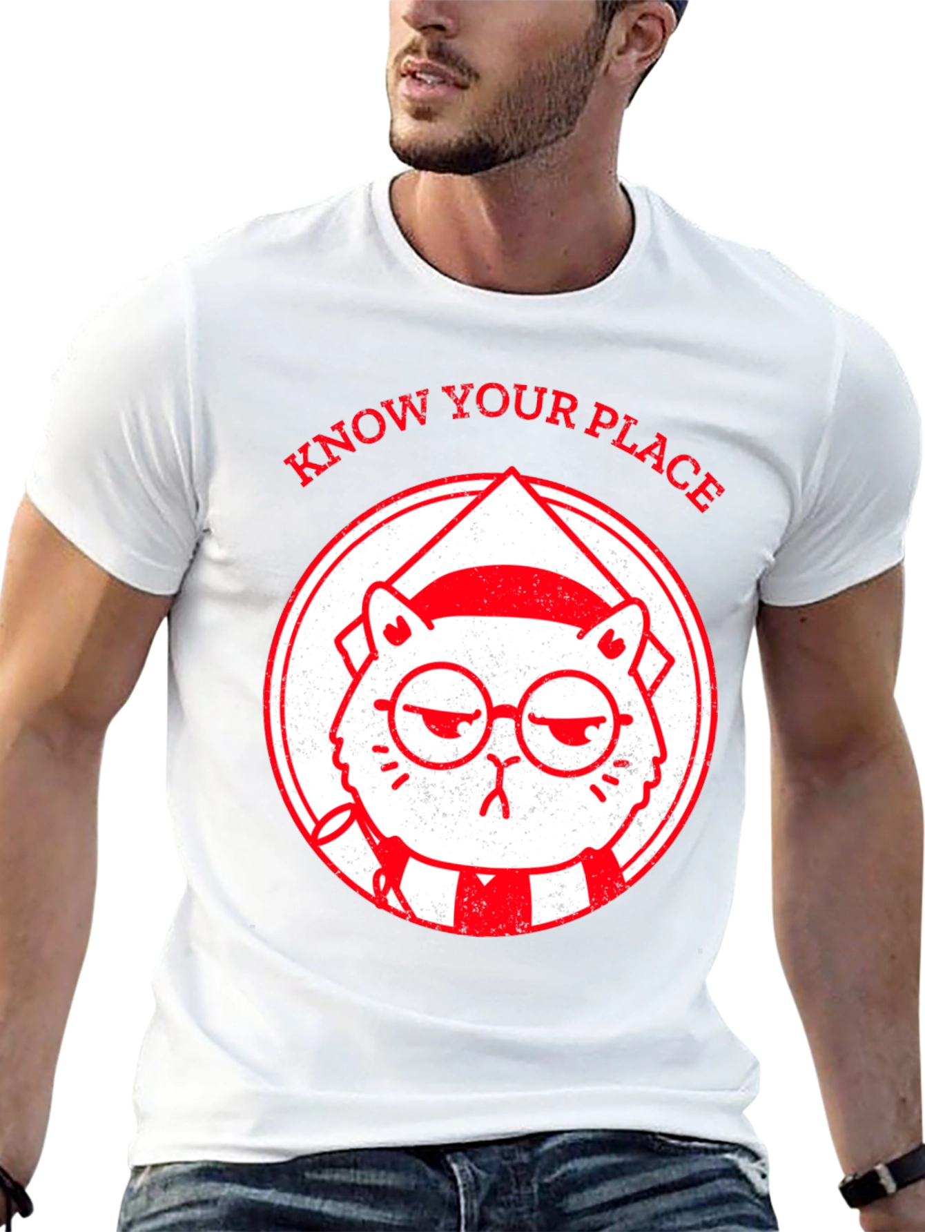 Know Your Place Funny Cat Graphic T-Shirt