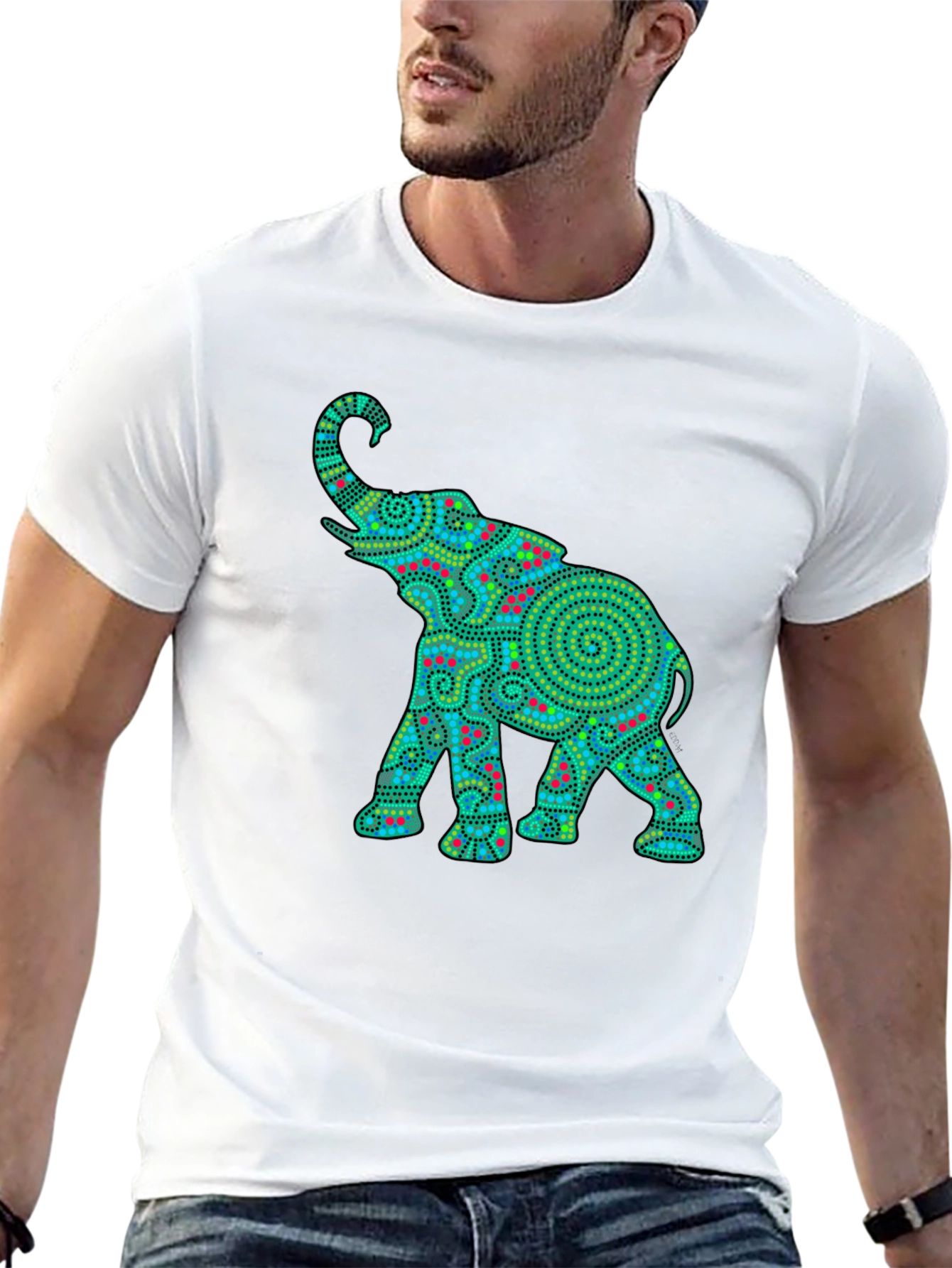 Elephant Graphic Print Black T-Shirt