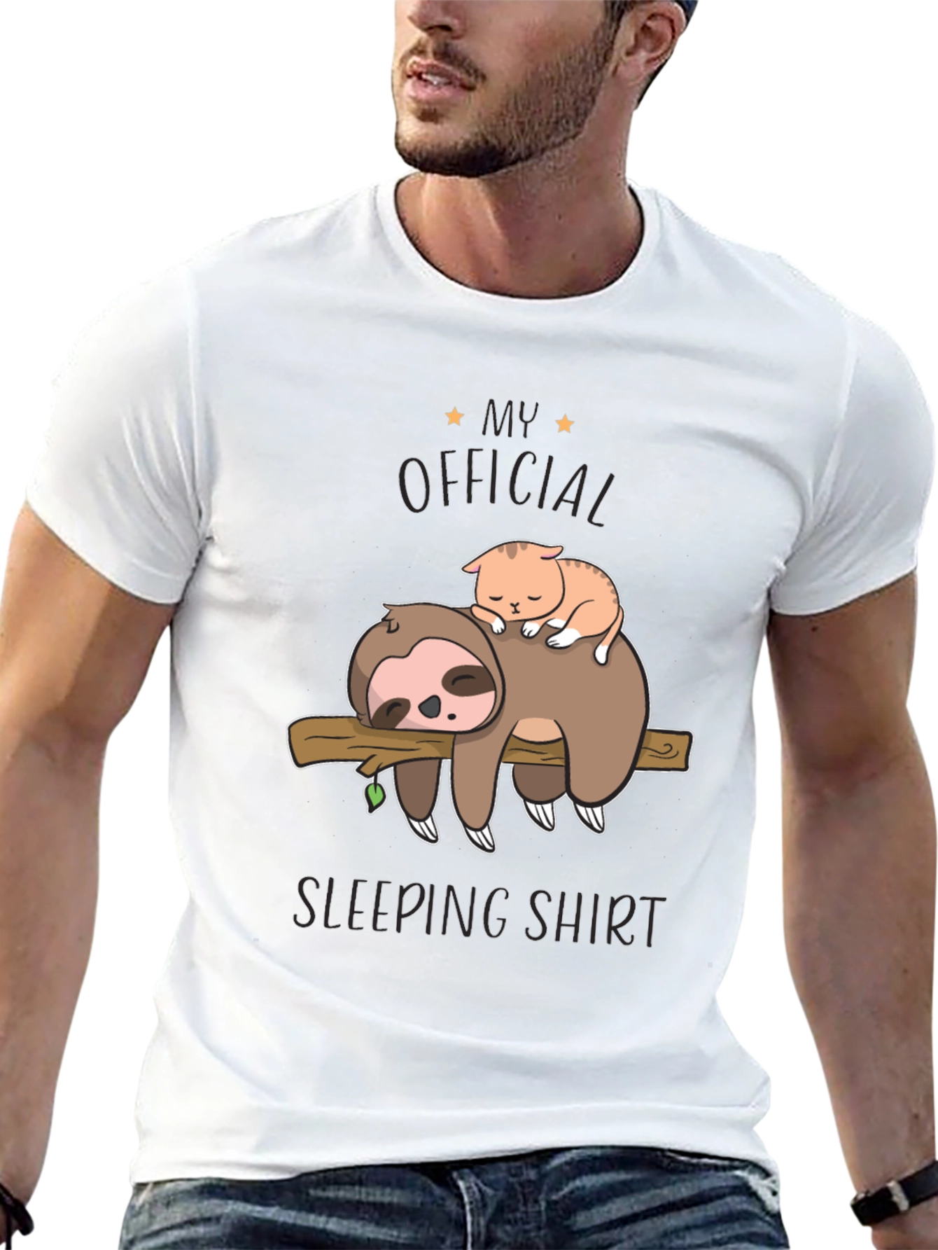 My Official Sleeping Shirt - Sloth & Cat Tee