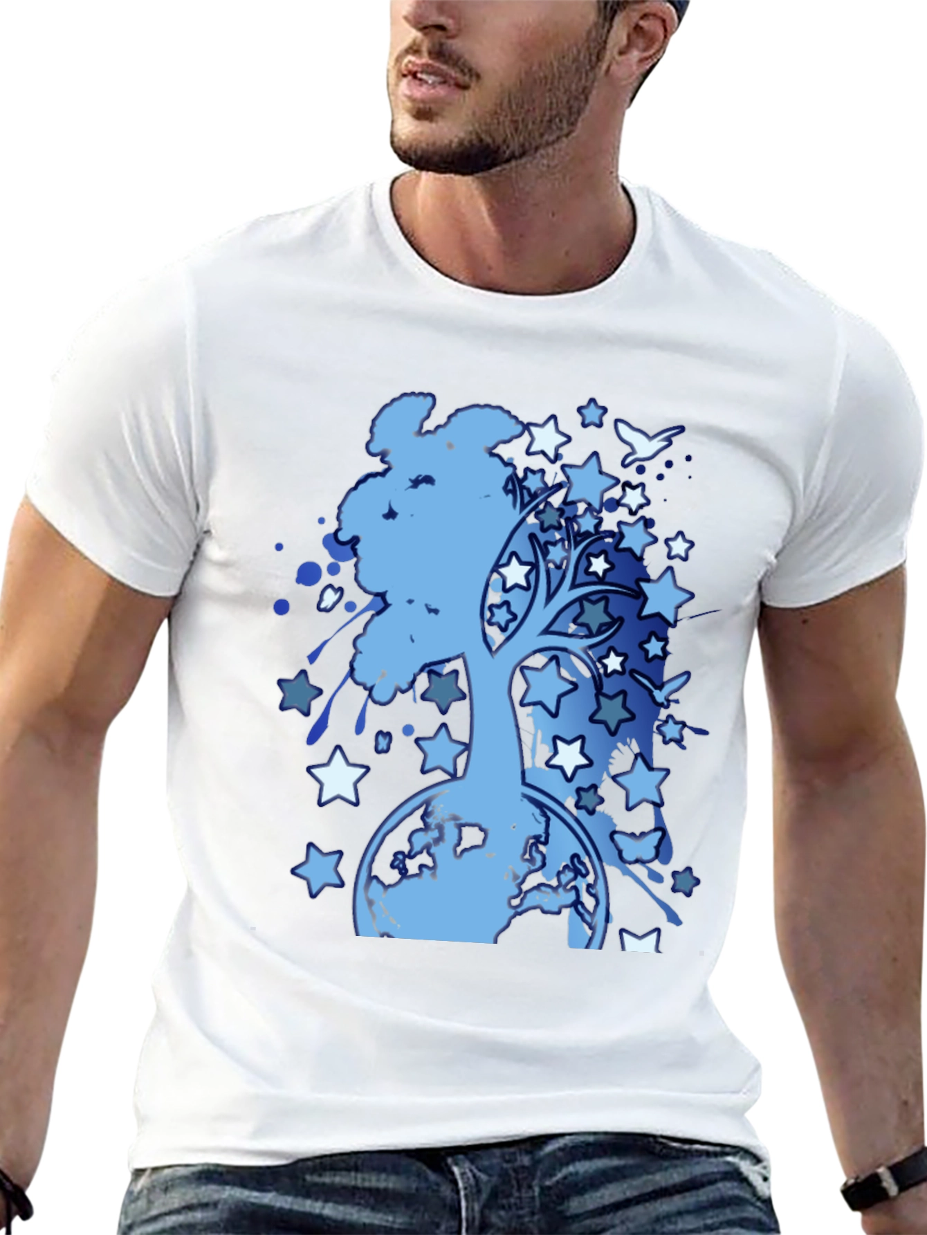 Starry Tree Earth Graphic T-Shirt