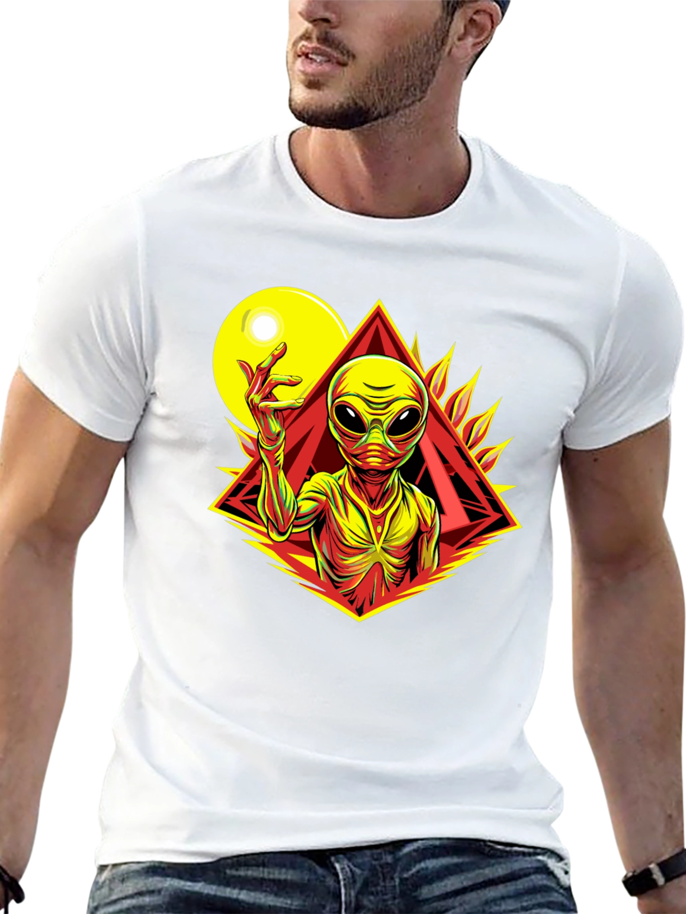 Alien Graphic Tee - Black Cotton T-Shirt