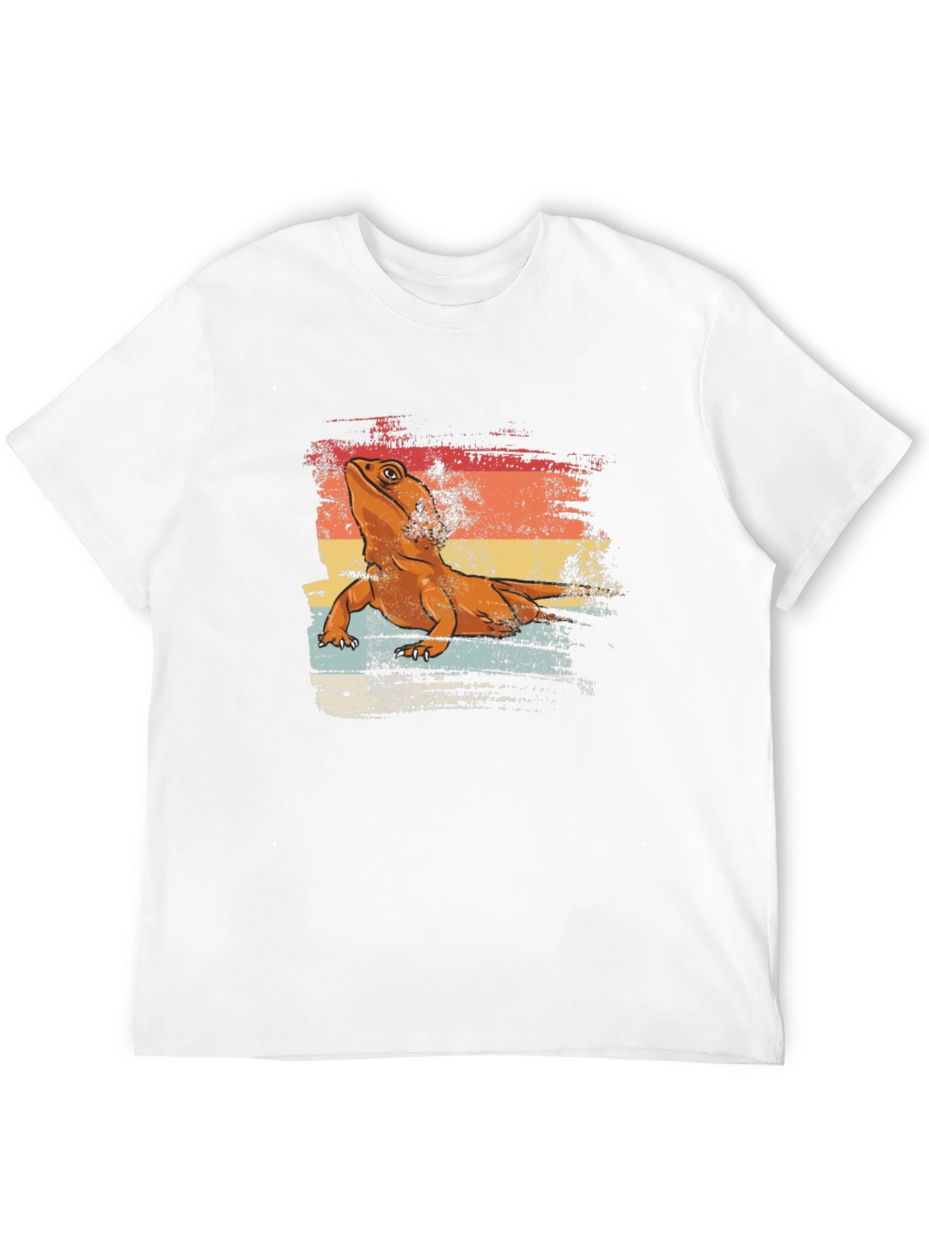 Bearded Dragon Retro Sunset T-Shirt - Black