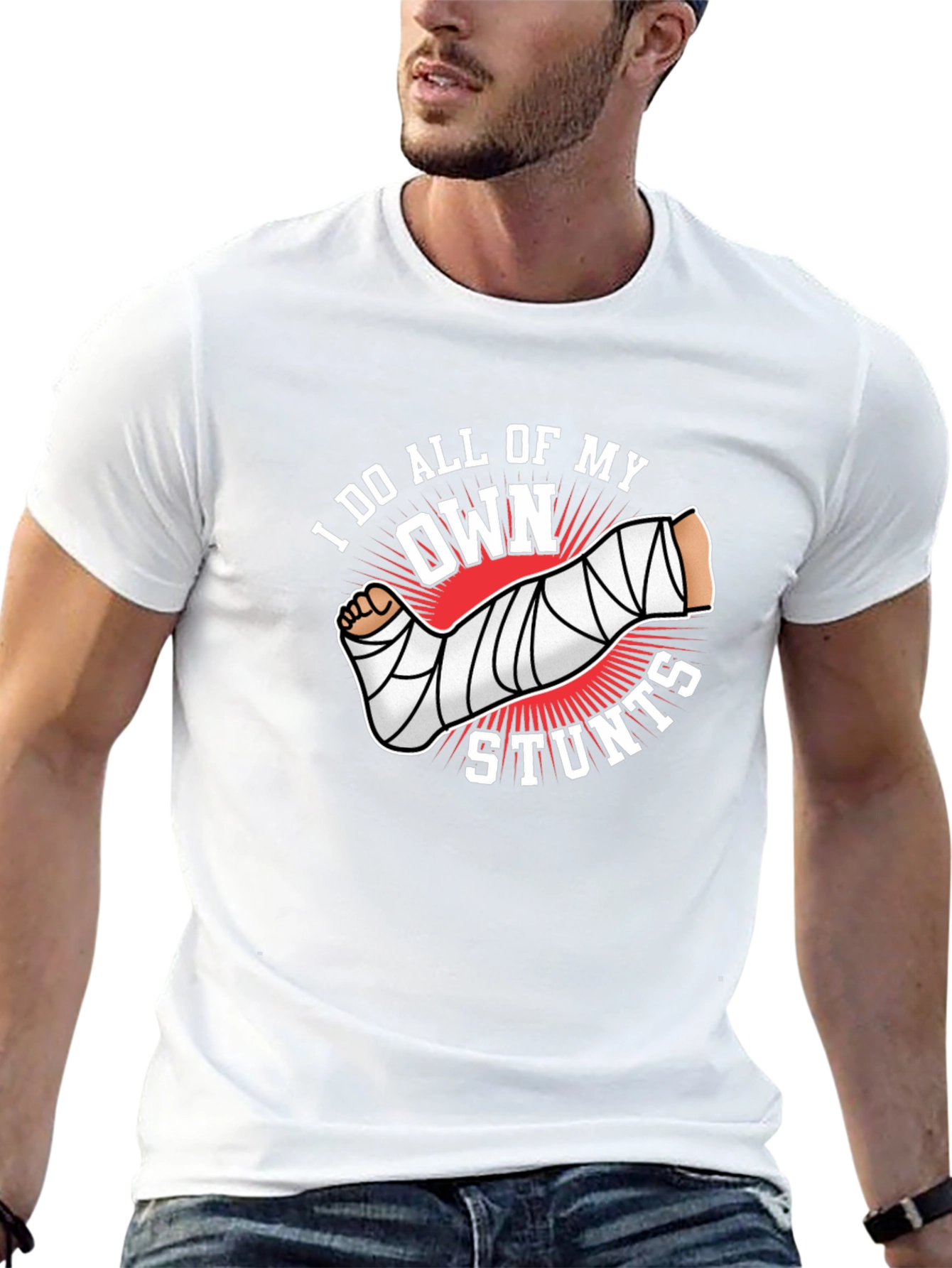 I Do All My Own Stunts Black Graphic Tee
