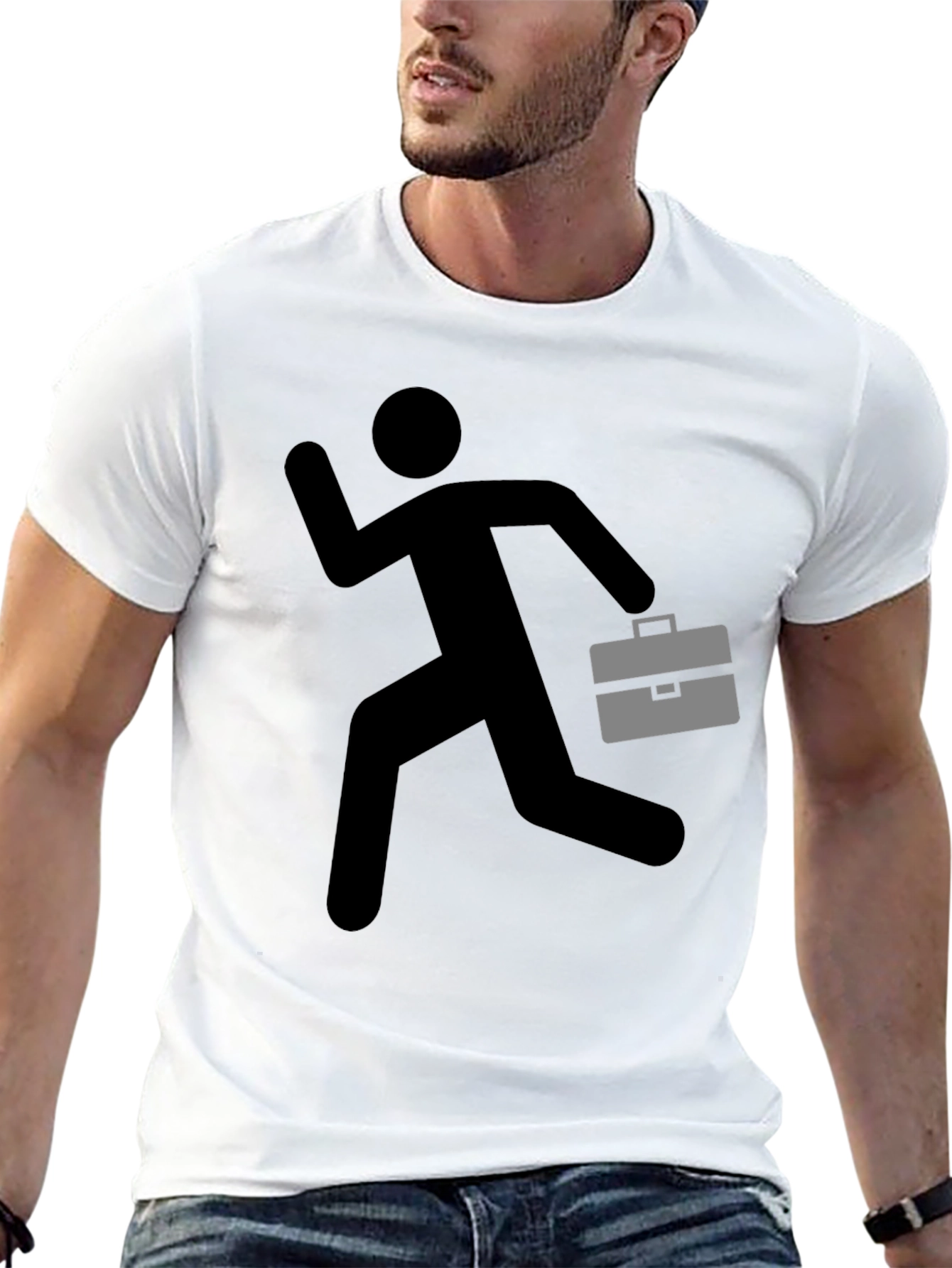 Running Man Briefcase Graphic Tee - Black