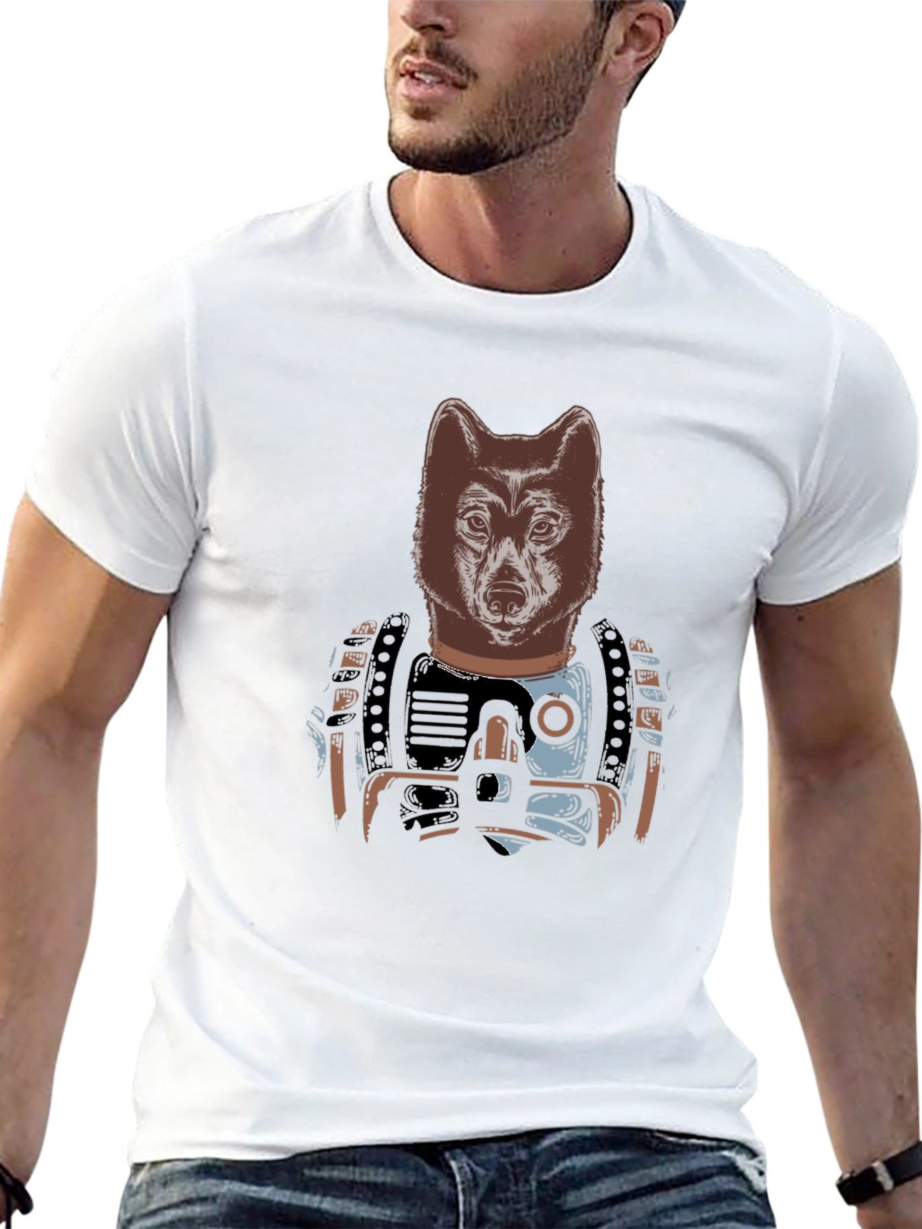 Wolf Warrior Graphic T-Shirt - Black