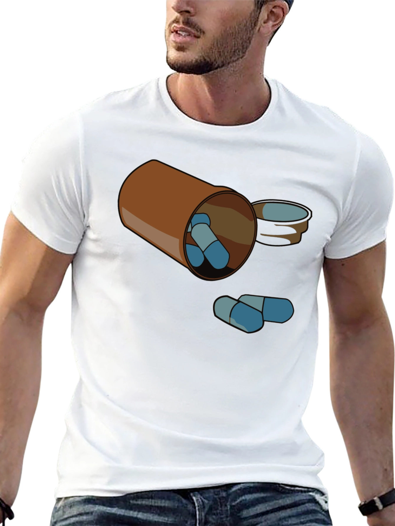 Pill Bottle Graphic Tee - Black Cotton T-Shirt