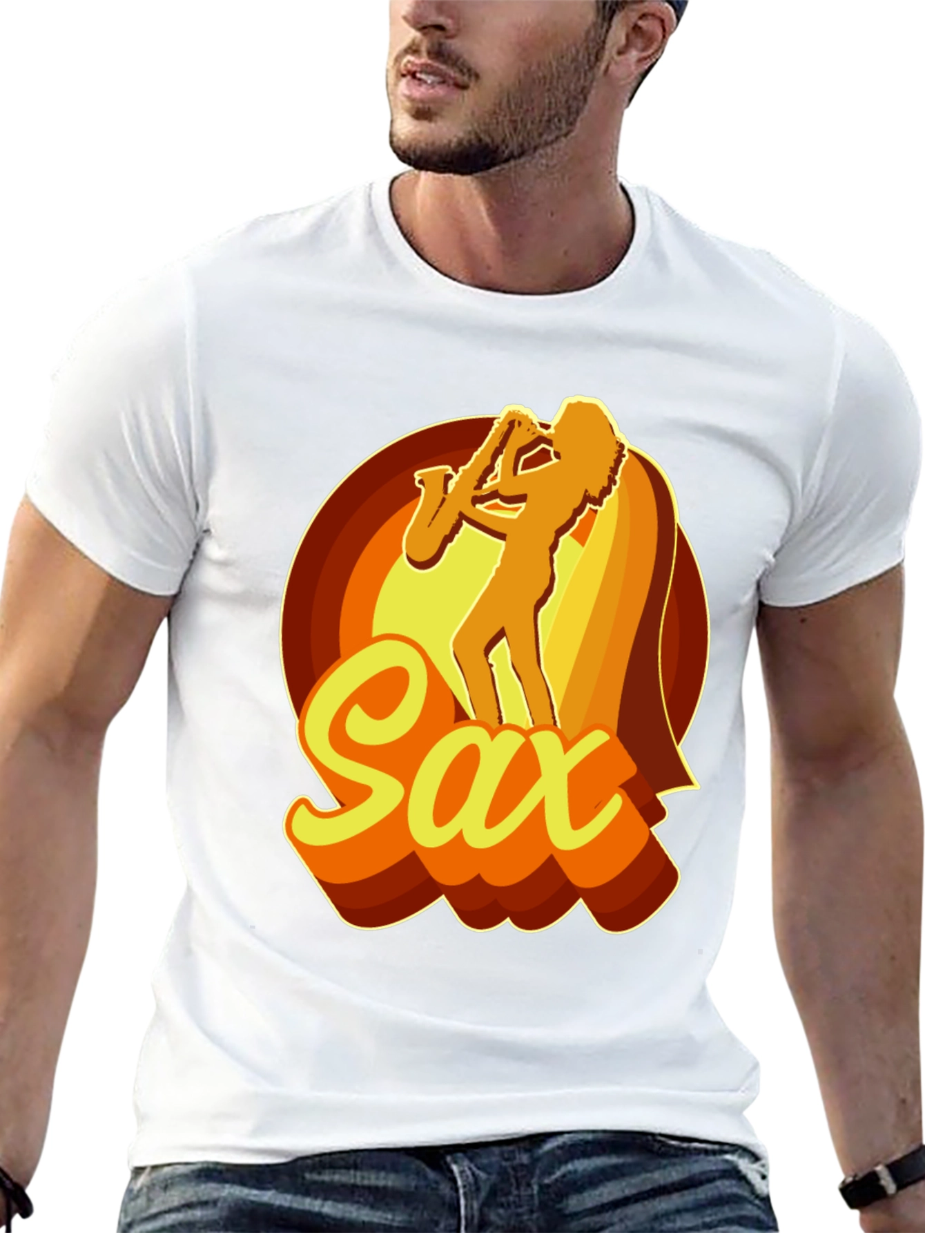 Retro Saxophone Player Graphic T-Shirt