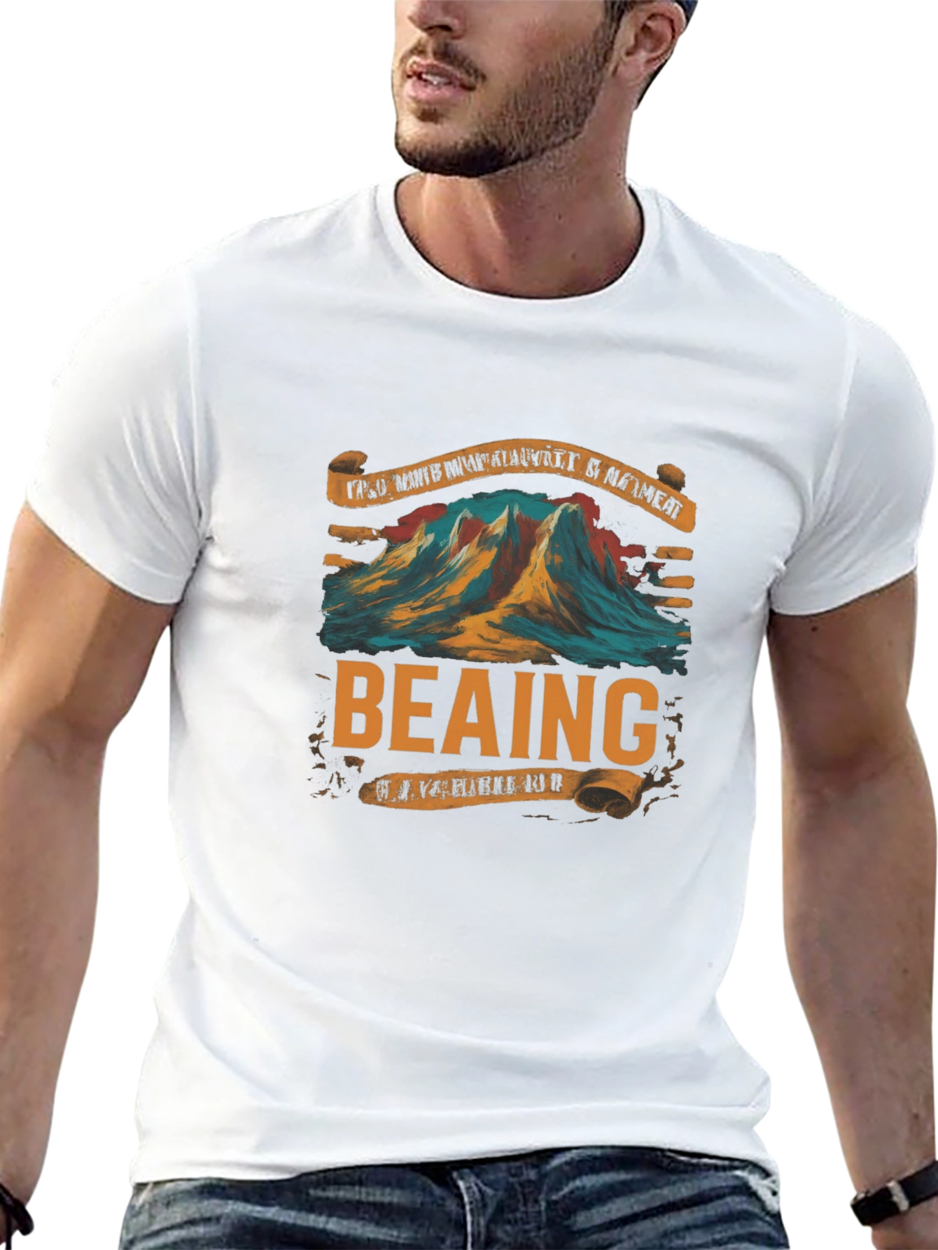 Retro BEAING Mountain Graphic T-Shirt