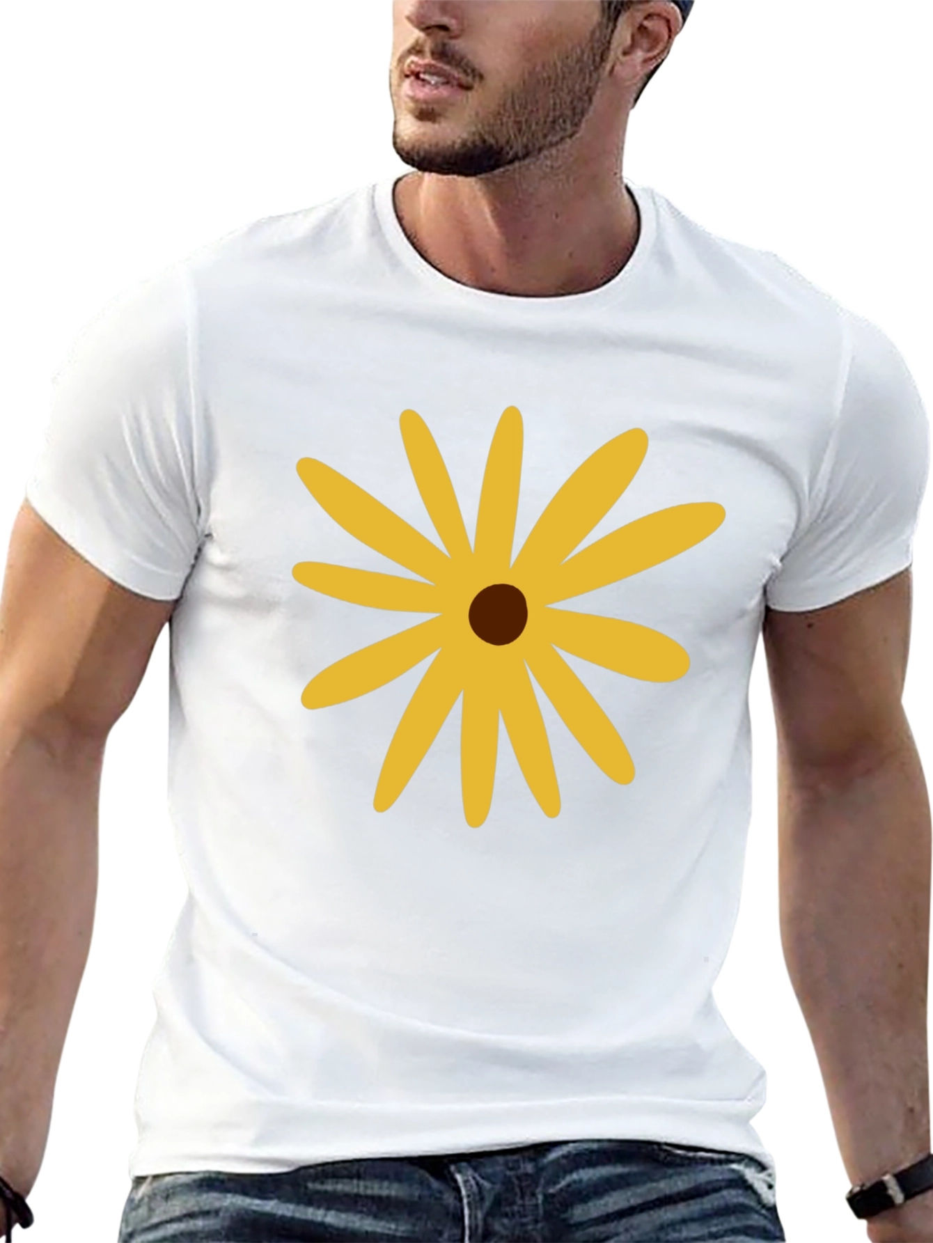 Black T-Shirt with Yellow Flower