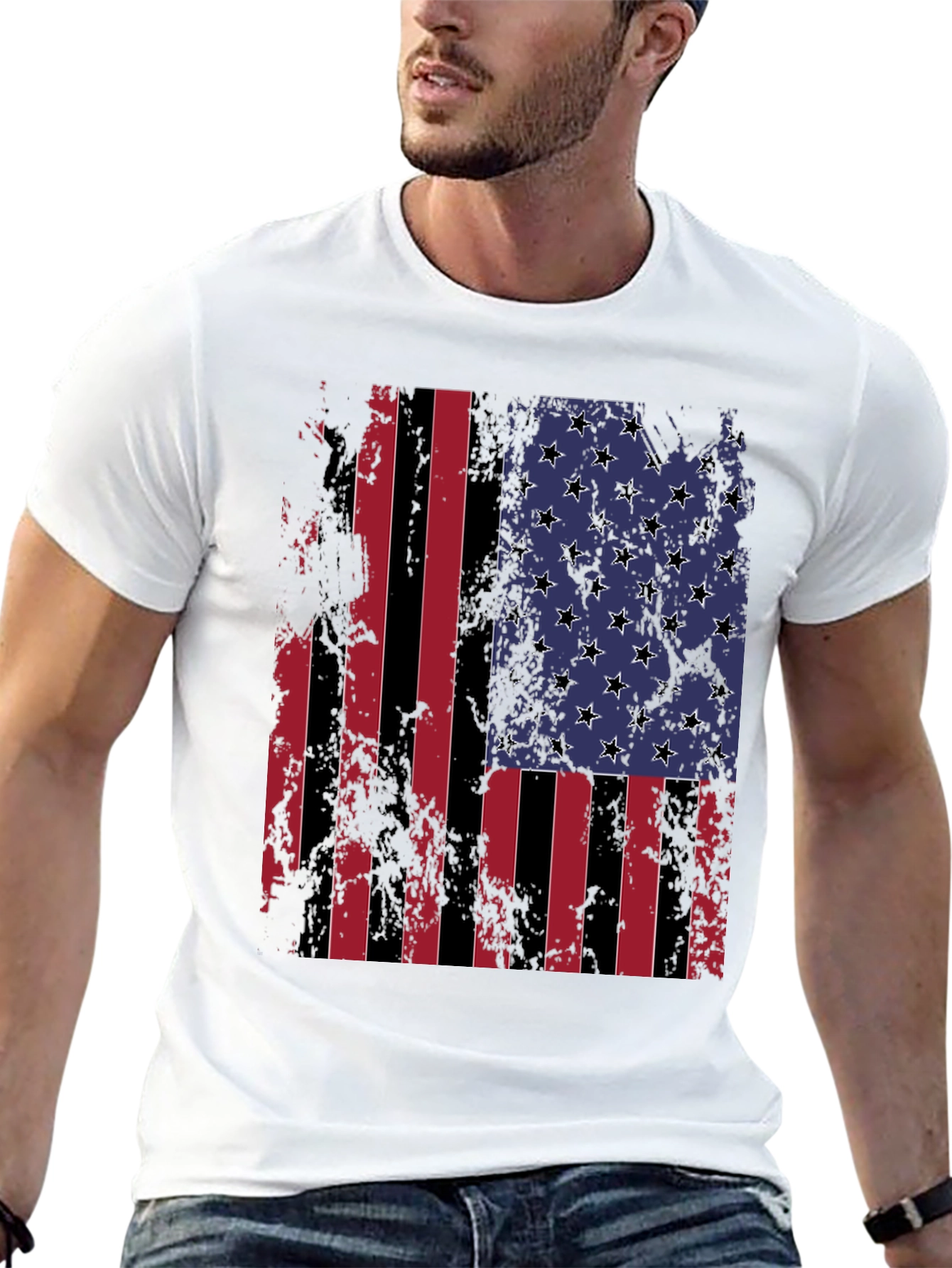 Distressed American Flag Graphic T-Shirt