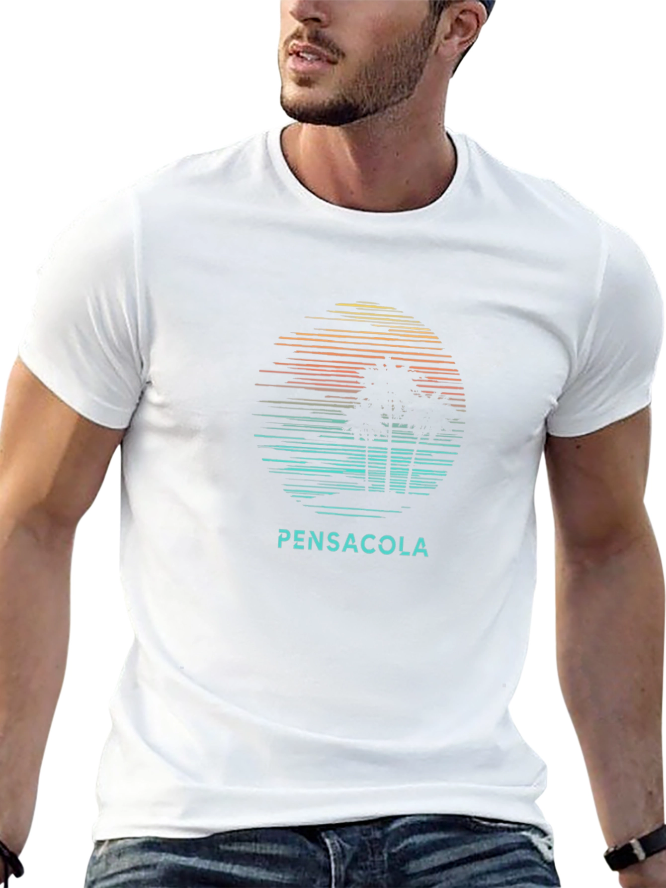 Pensacola Palm Sunset Graphic Tee - Soft Cotton Blend