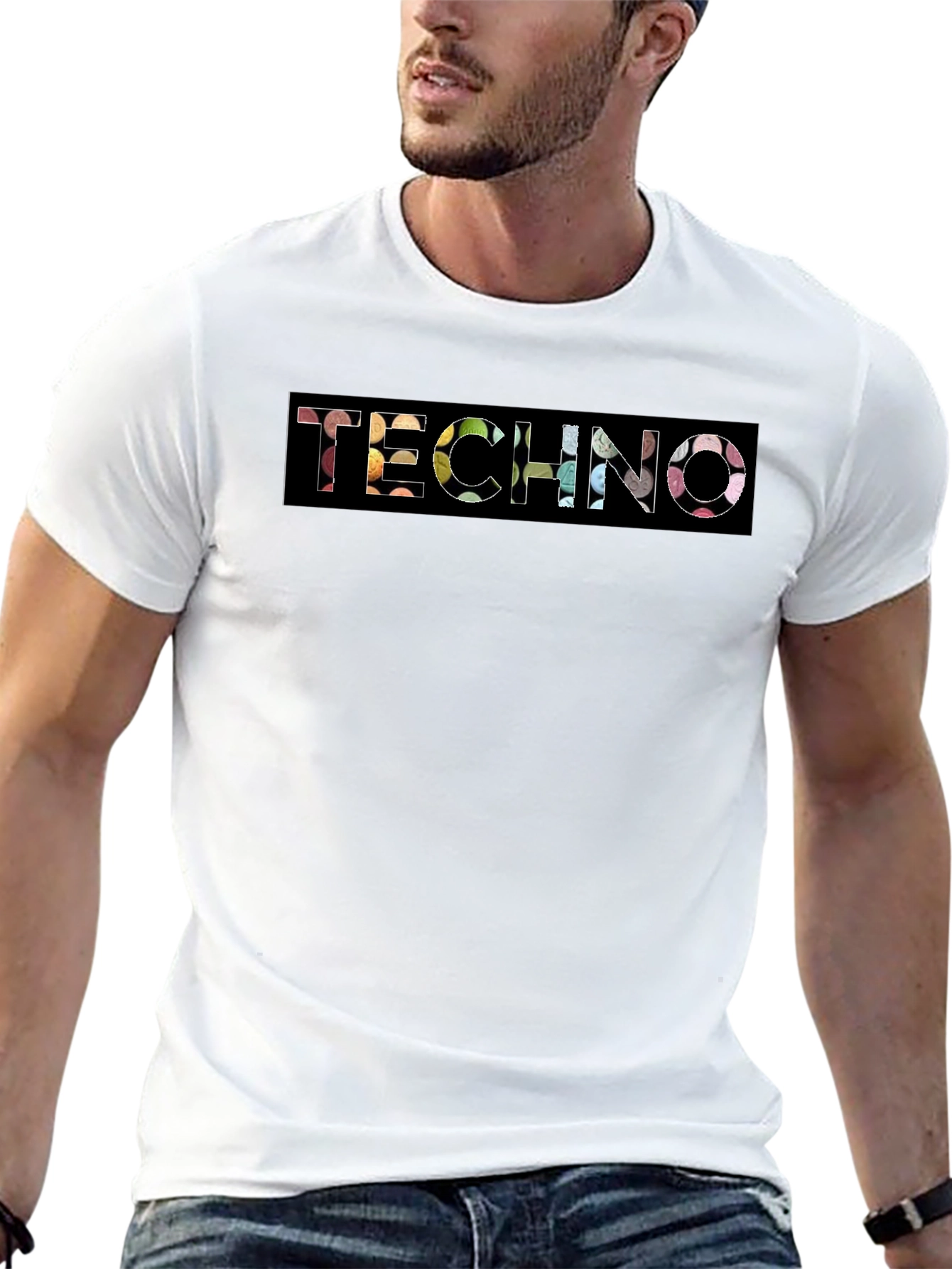 Techno Graphic Tee - Black Cotton Crewneck