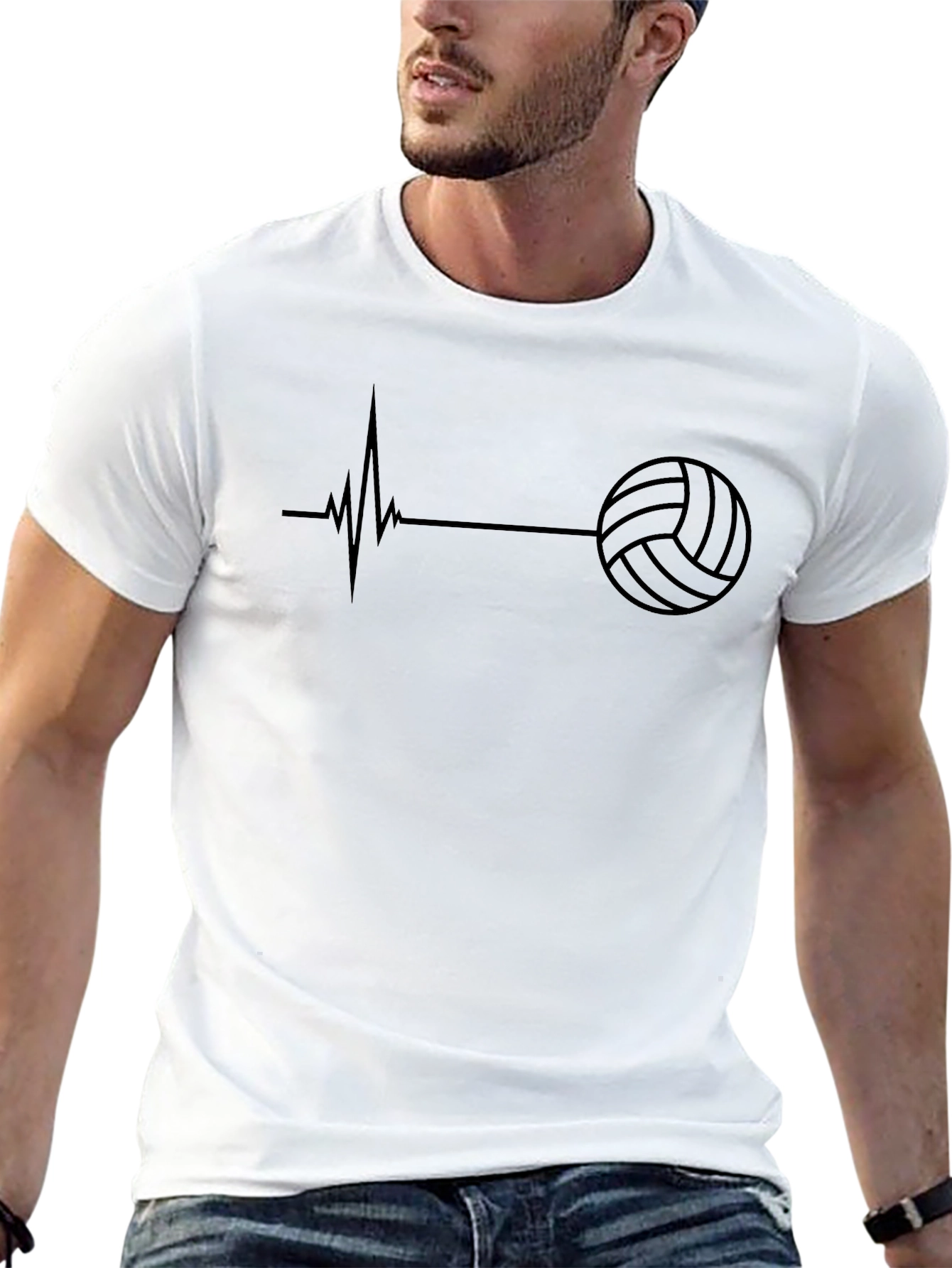 Volleyball Heartbeat Graphic Tee - Black