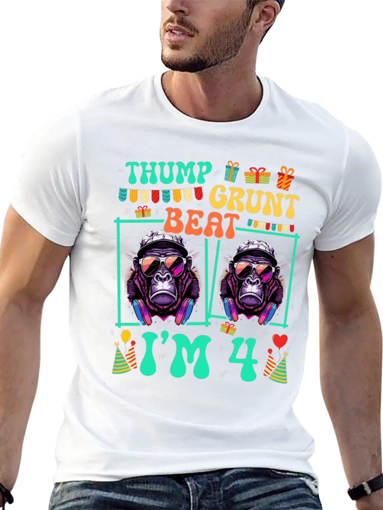 Thump Grunt Beat Birthday Gorilla T-Shirt