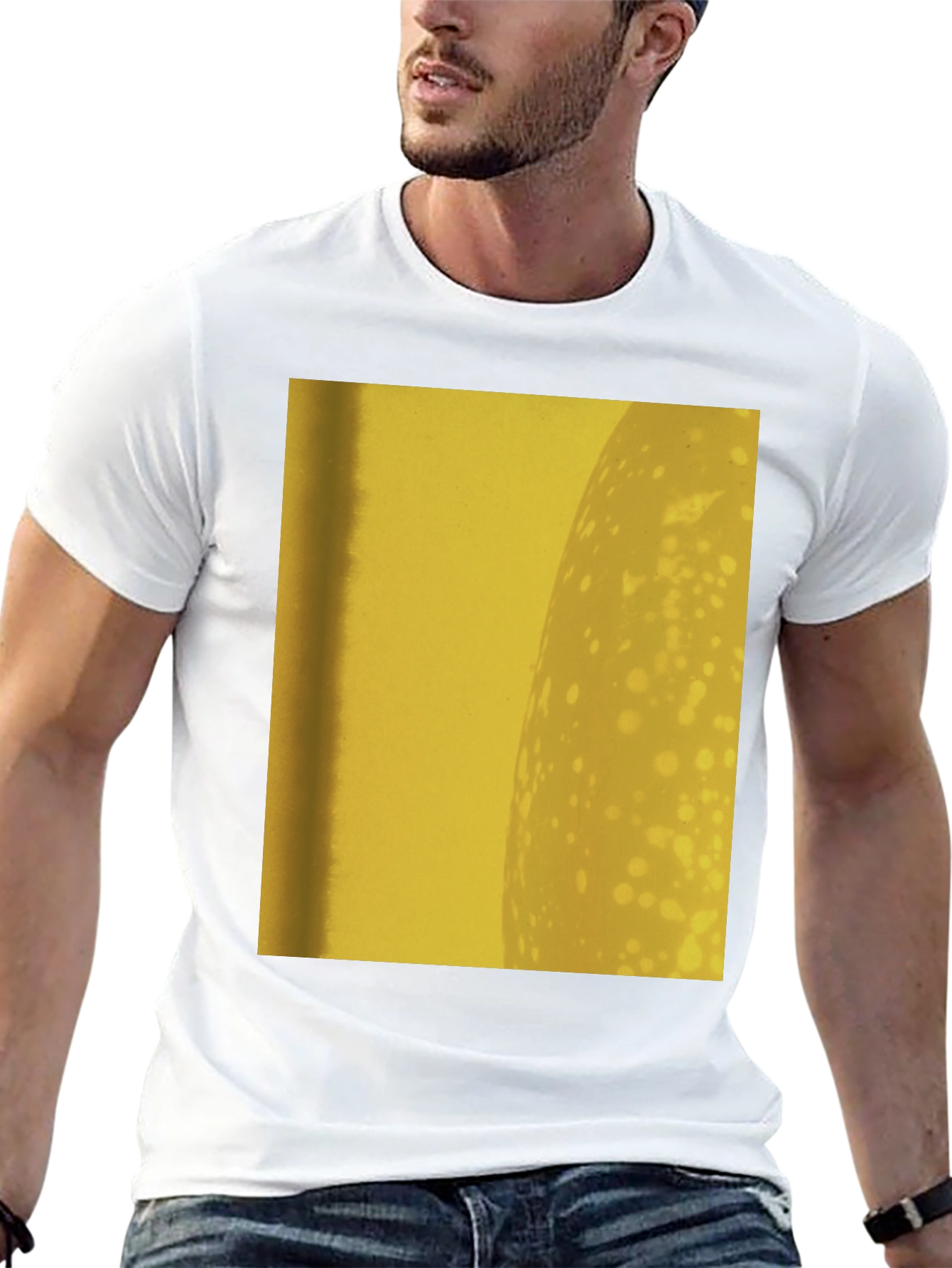 Abstract Yellow Graphic Print Black T-Shirt