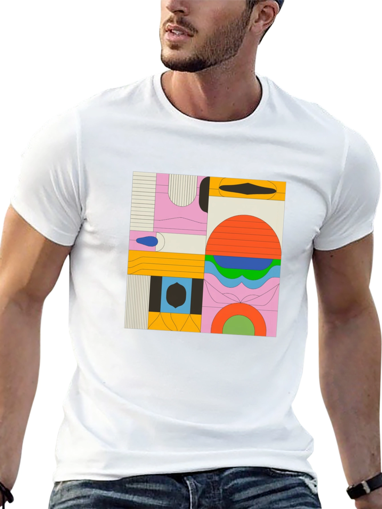 Abstract Geometric Graphic Black T-Shirt