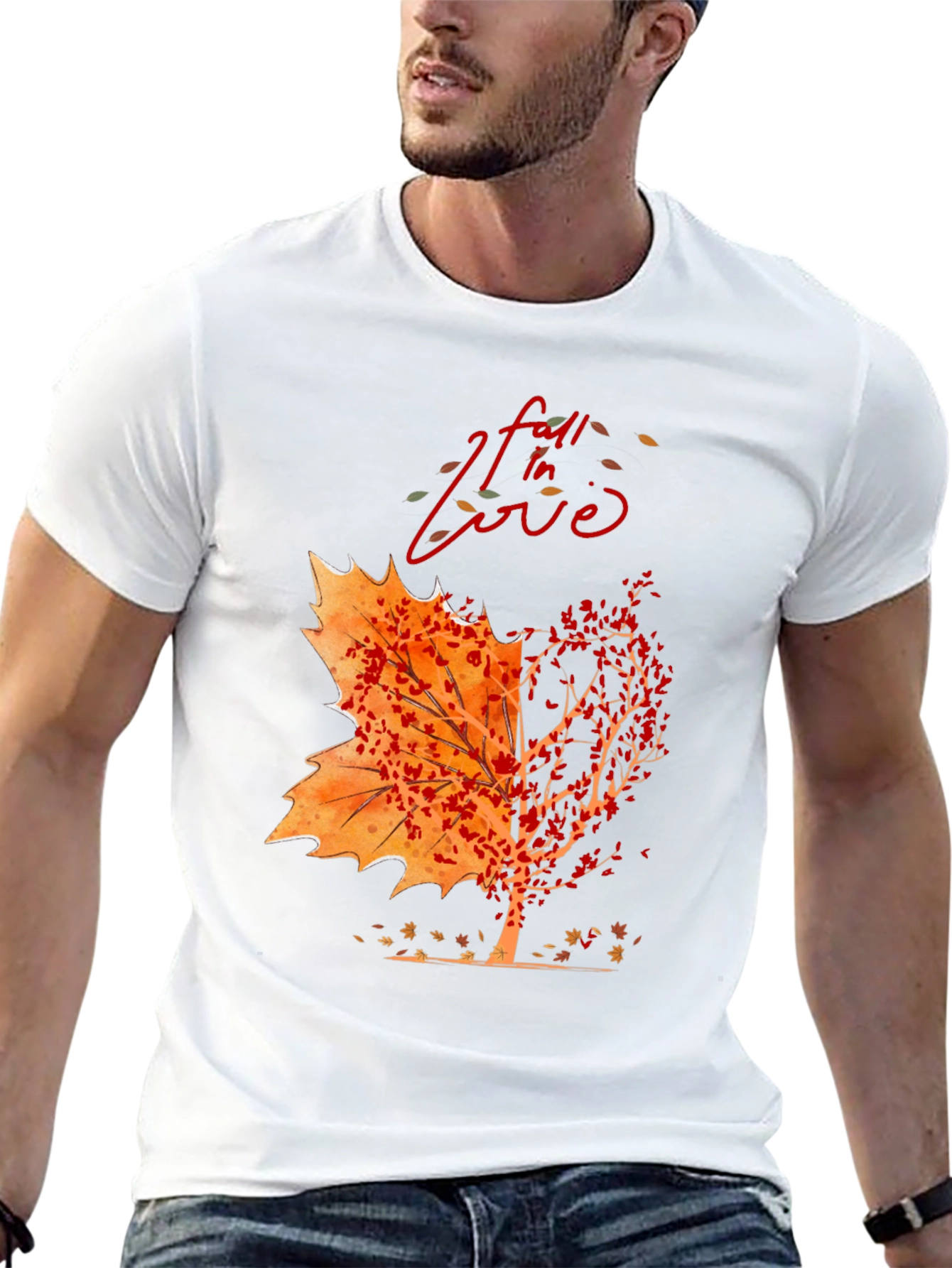 Fall In Love Autumn Leaf Tree Graphic Tee