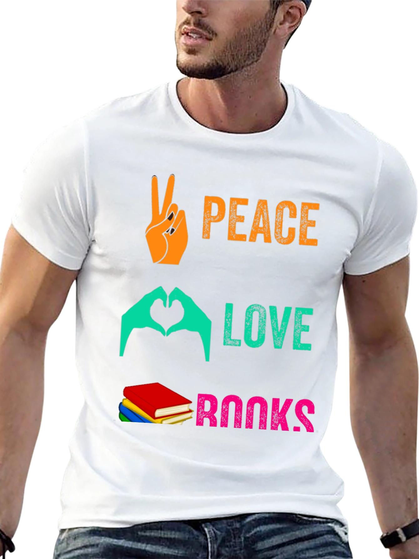 Peace Love Books Graphic T-Shirt