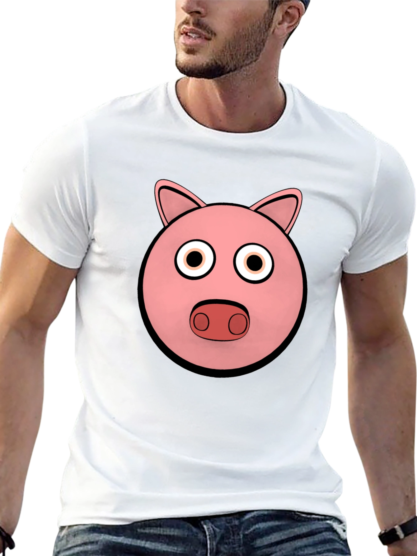 Pig Face Graphic Tee - Black Cotton Comfort