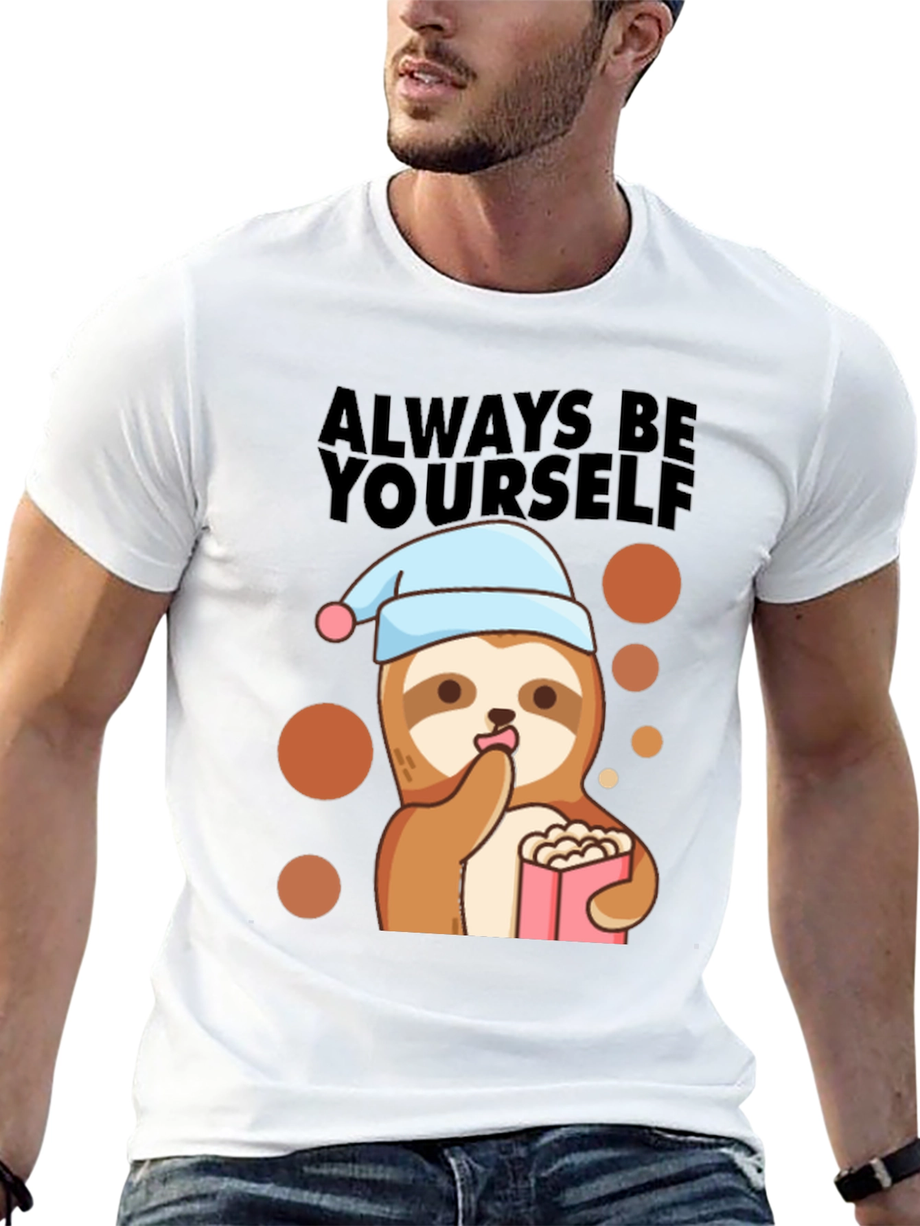 Sloth Always Be Yourself Black T-Shirt