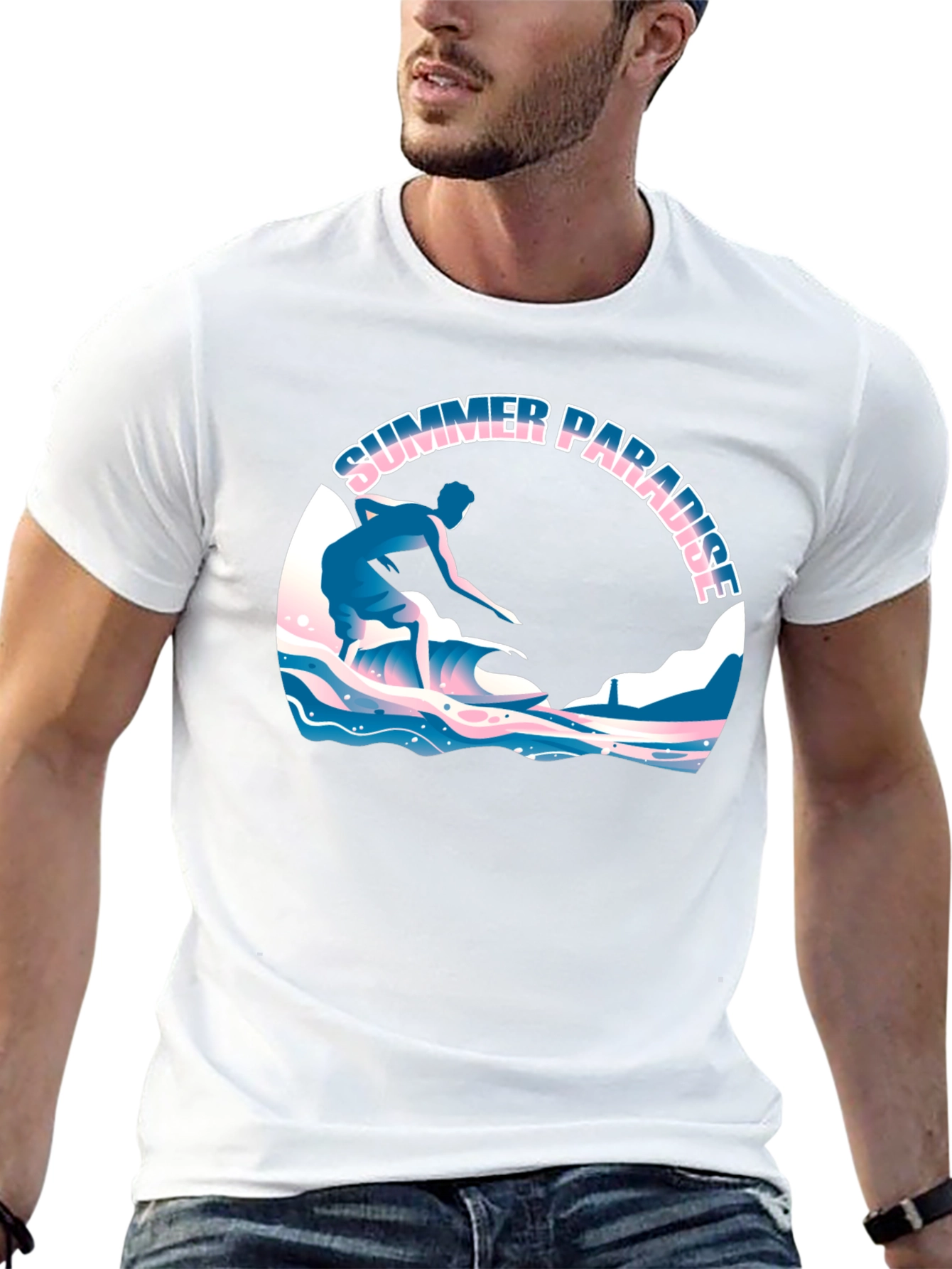 Summer Paradise Surfing Graphic T-Shirt